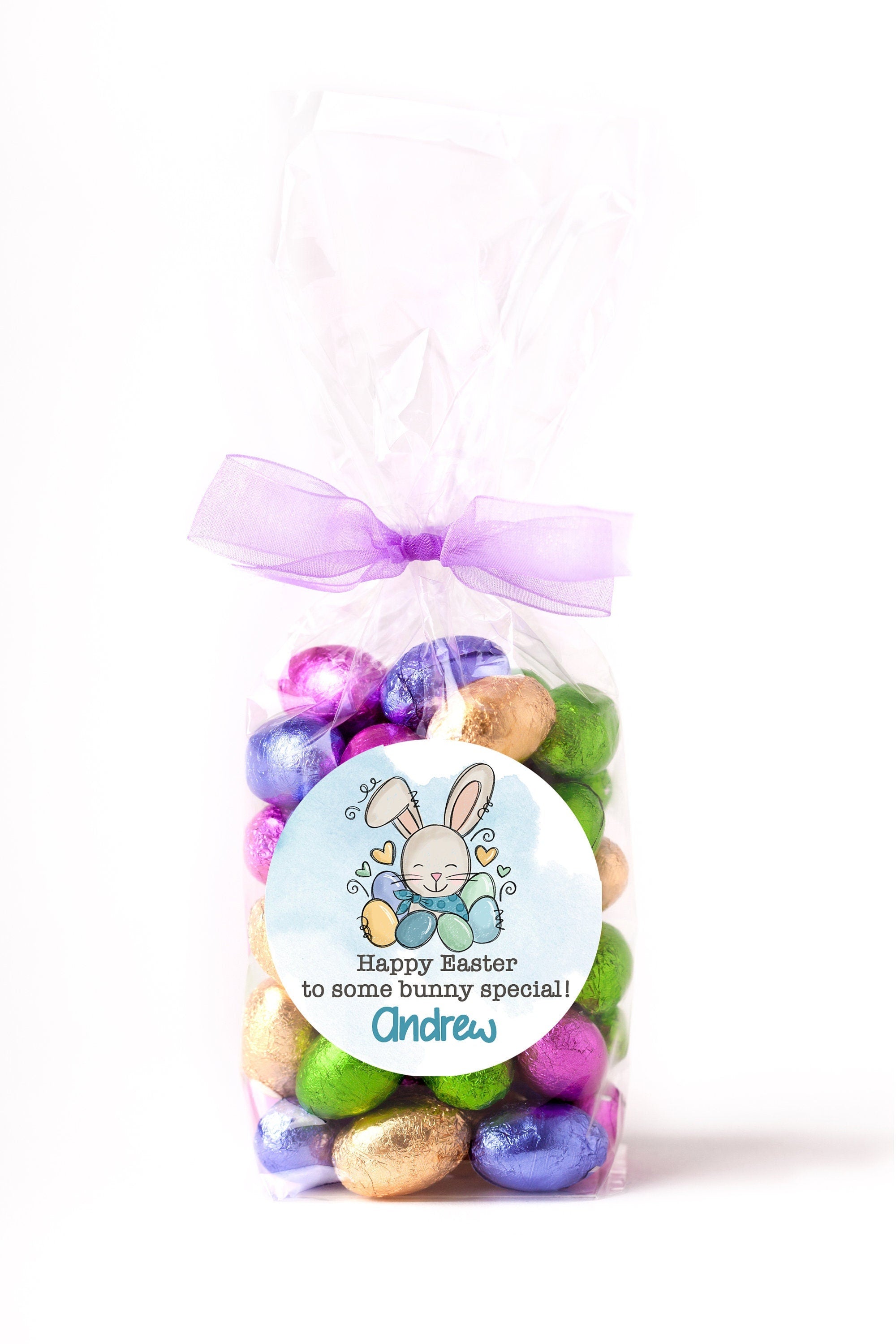 Easter Stickers - Some Bunny Special Blue Bunny - Personalized Easter Stickers, Kids Easter Treat Bags, Easter Labels for Favors, Classroom