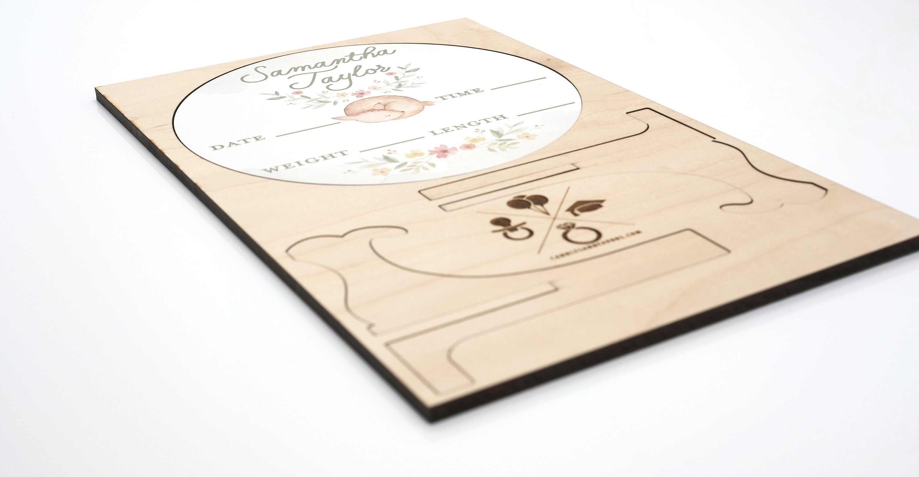 Sleeping Fox Birth Announcement Sign for Hospital, Personalized Baby Sign with Birth Stats, Wooden Hospital Announcement Baby Name