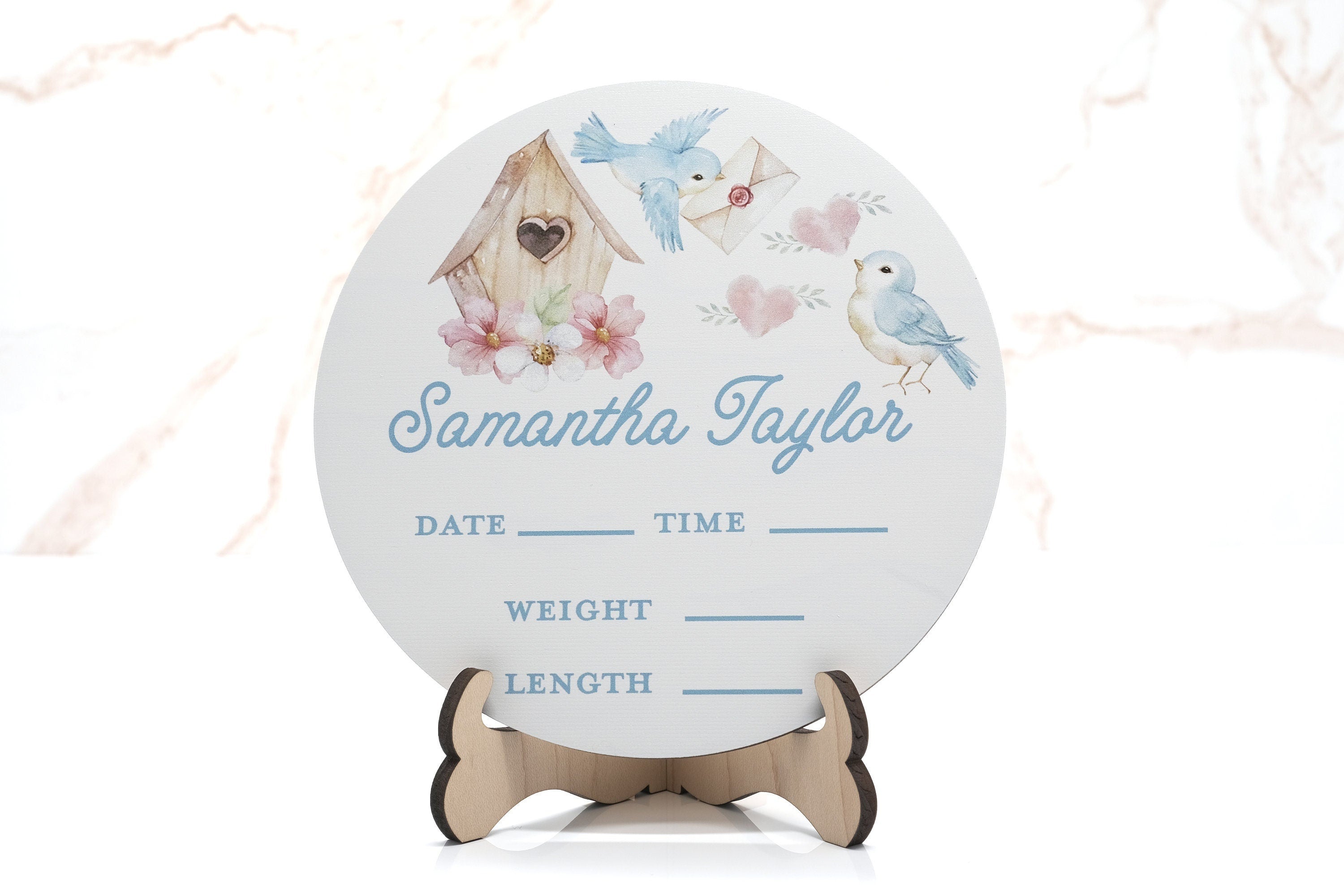 Love Bird House Birth Announcement Sign for Hospital, Personalized Baby Sign with Birth Stats, Wooden Hospital Announcement Baby Name