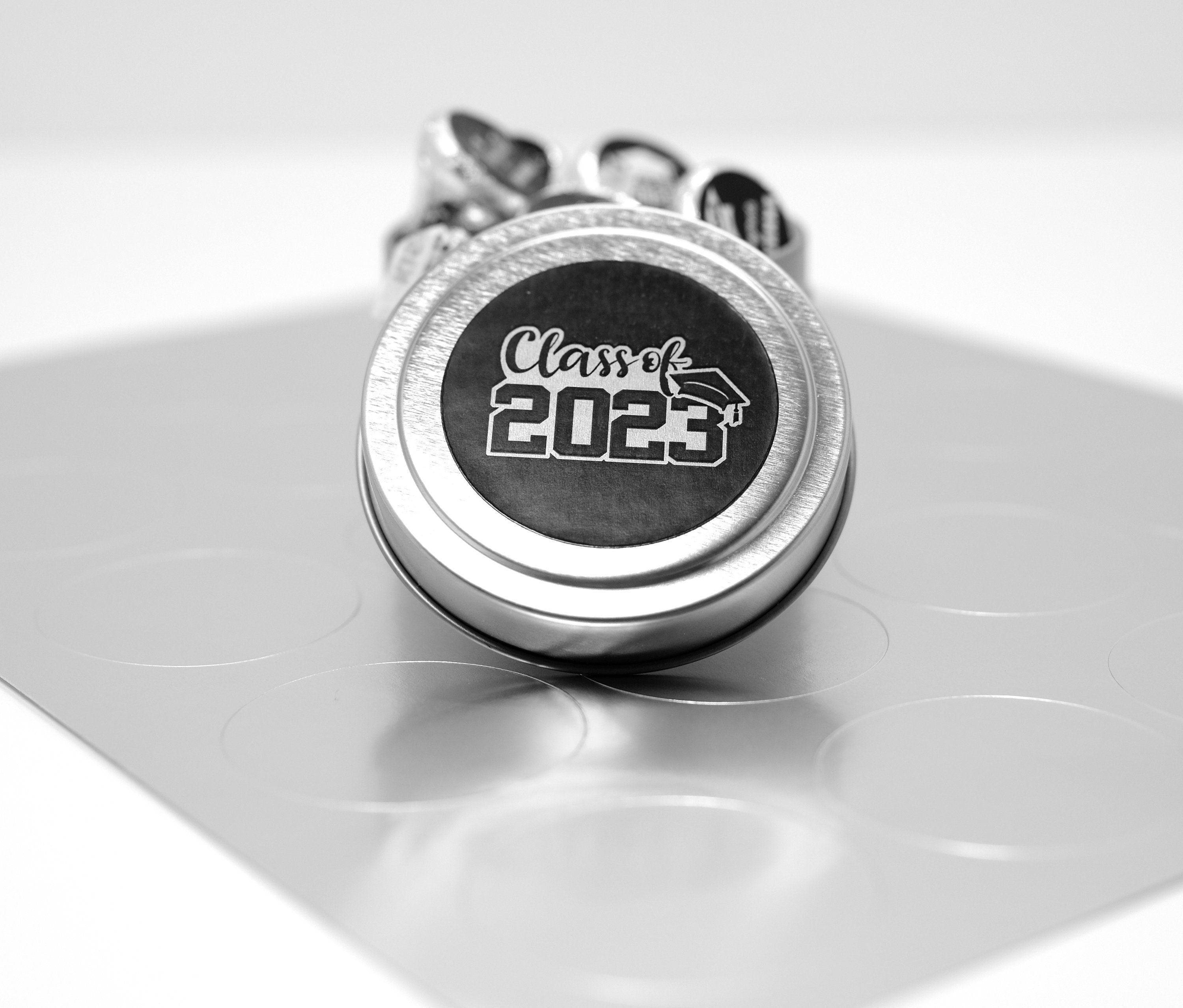 Graduation Favor Stickers Black & Silver Foil Class of 2025 | Personalized Round Graduation Party Sticker Labels | Congrats Grad Party Seals