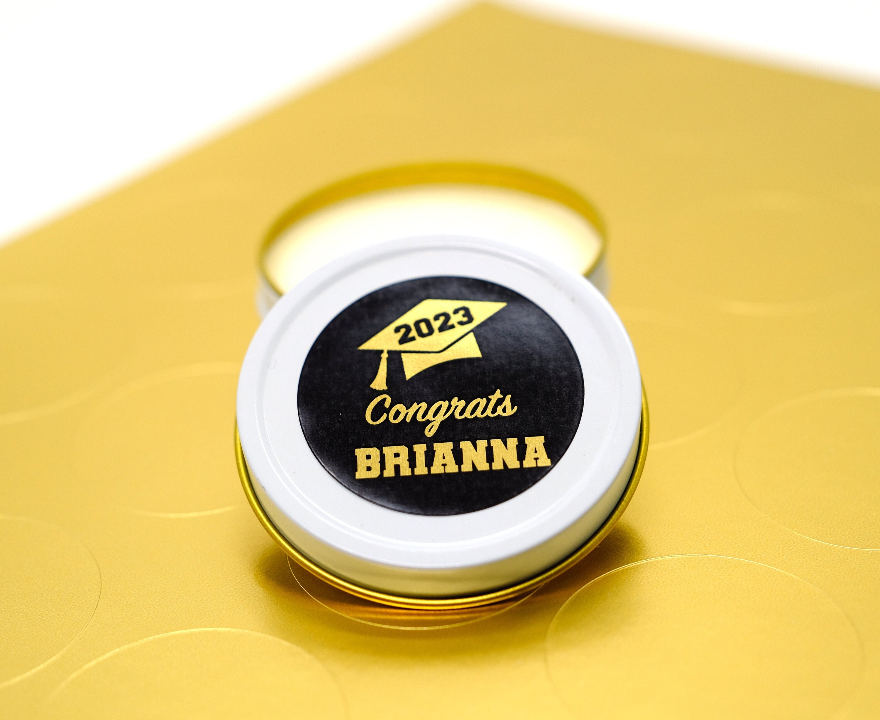 Personalized Graduation Stickers | Black & Gold Foil Party Favors