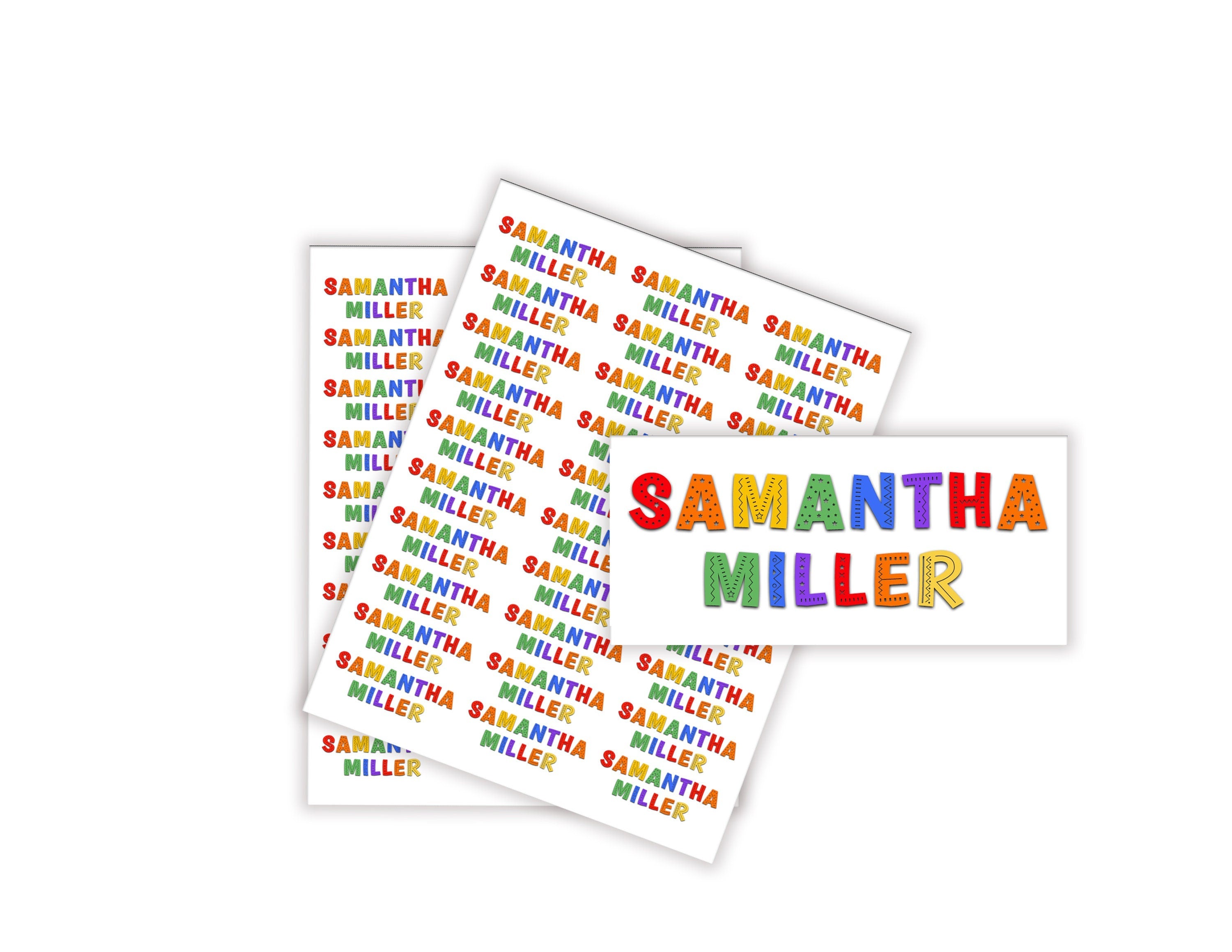 Personalized Kids Name Labels, Waterproof Primary Colors Stickers, Supplies for Back to School
