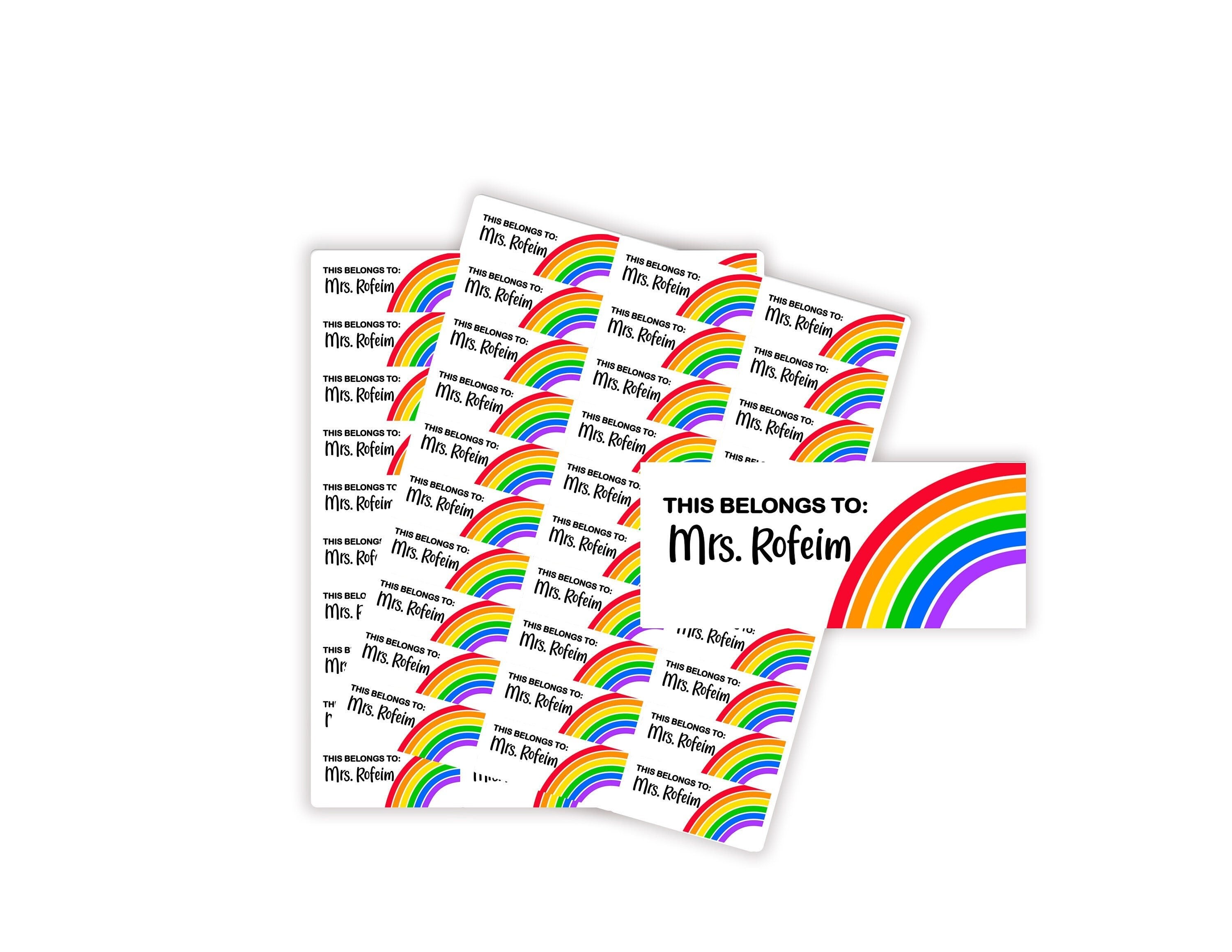 Rainbow Kid Name Labels, Name Tag Stickers, Waterproof Labels for Kids Daycare, Vinyl Name Stickers for Kids School Labels