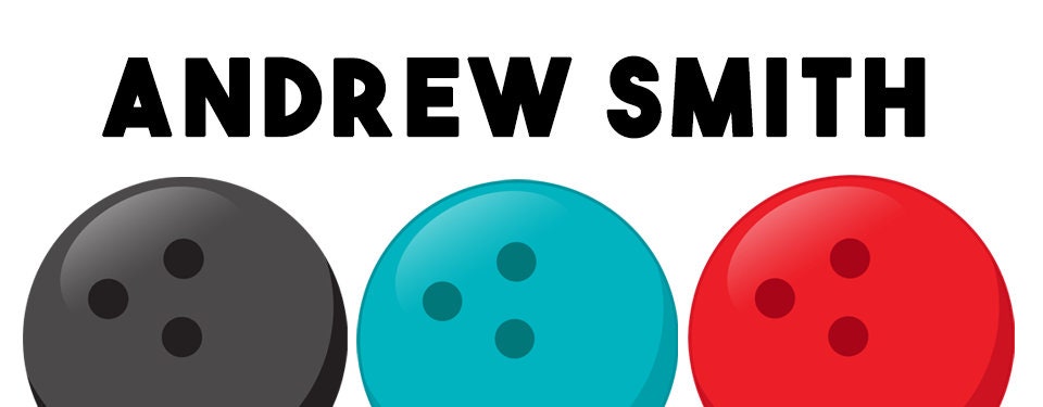Bowling Sports Kids Name Stickers, Back to School Name Label, Child First Last Name