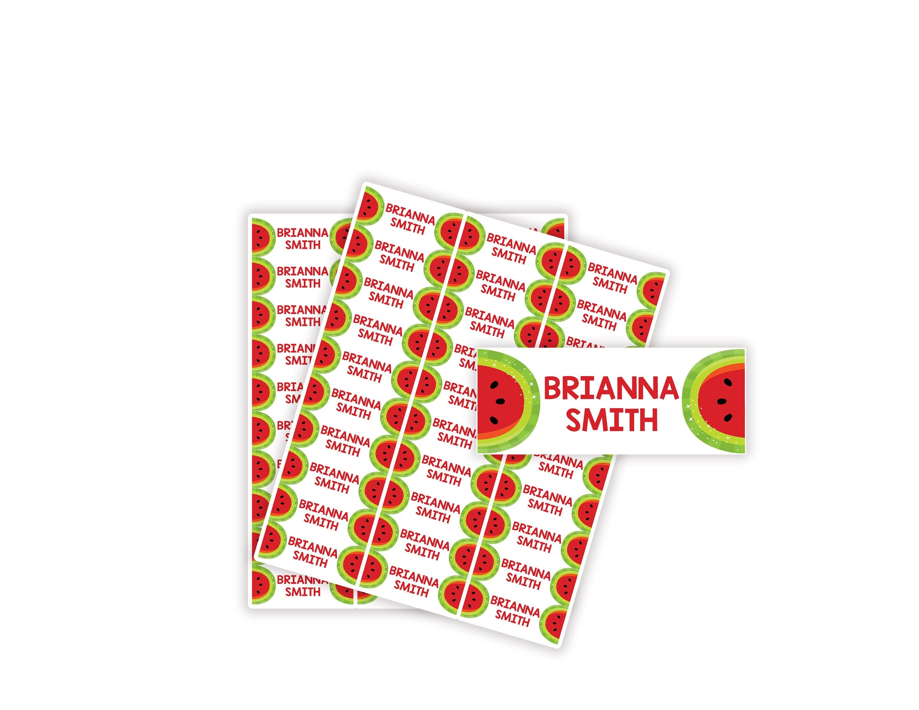 Watermelon Name Labels, Name Tag Stickers, Waterproof Labels for Kids Daycare, Vinyl Name Stickers for Kids School Labels