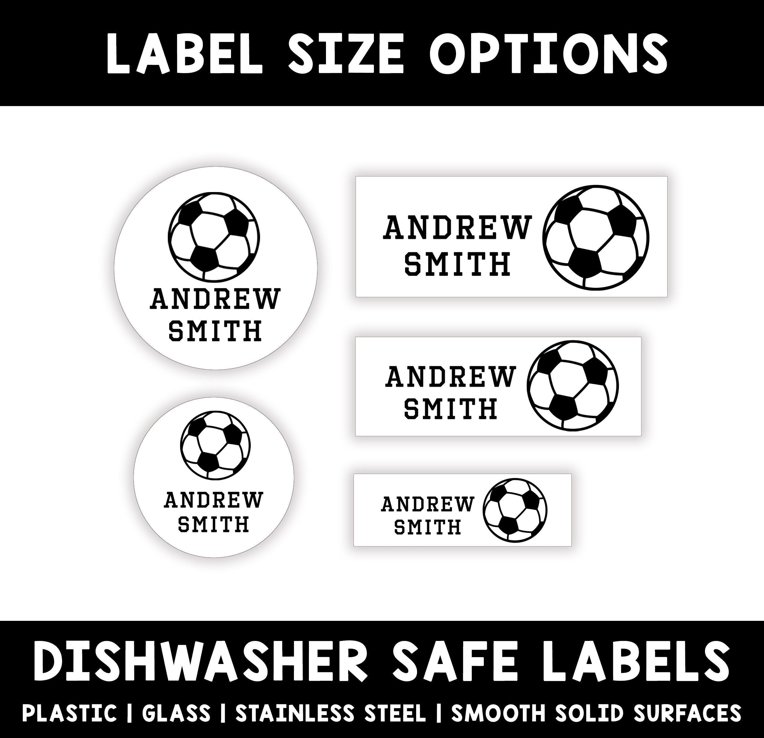 Soccer Name Labels, Waterproof Stickers for Kids, Sports School Stickers