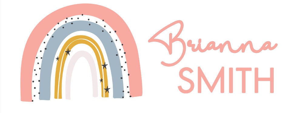 Personalized Boho Rainbow Labels, Waterproof Kids Name Stickers, Supplies for Back to School
