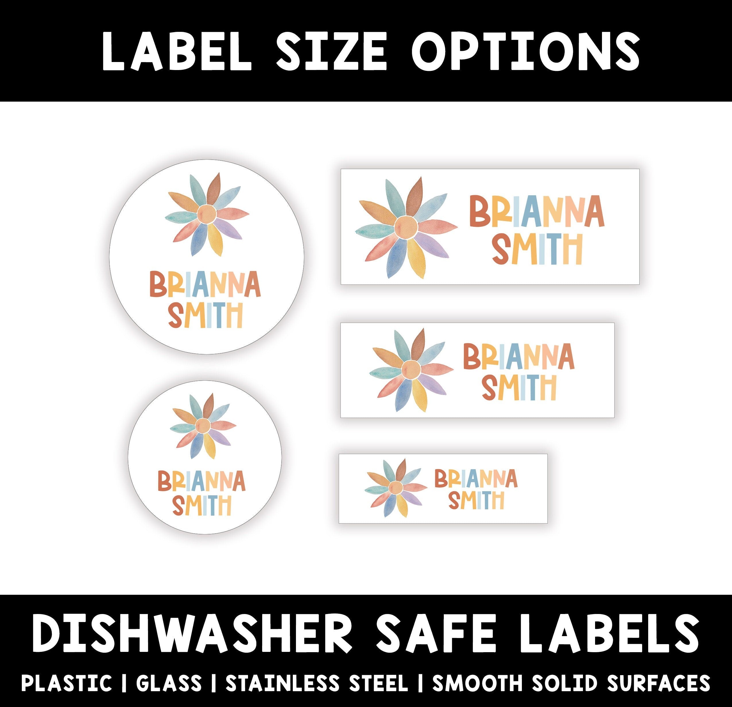 Boho Girl Name Labels, Kid Name Labels, Name Tag Stickers, Waterproof Labels for Kids Daycare, Vinyl Name Stickers for Kids School Labels