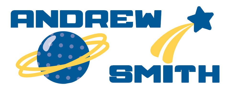 Personalized Kids Name Labels, Waterproof Space Rocket Ship Stickers, Supplies for Back to School