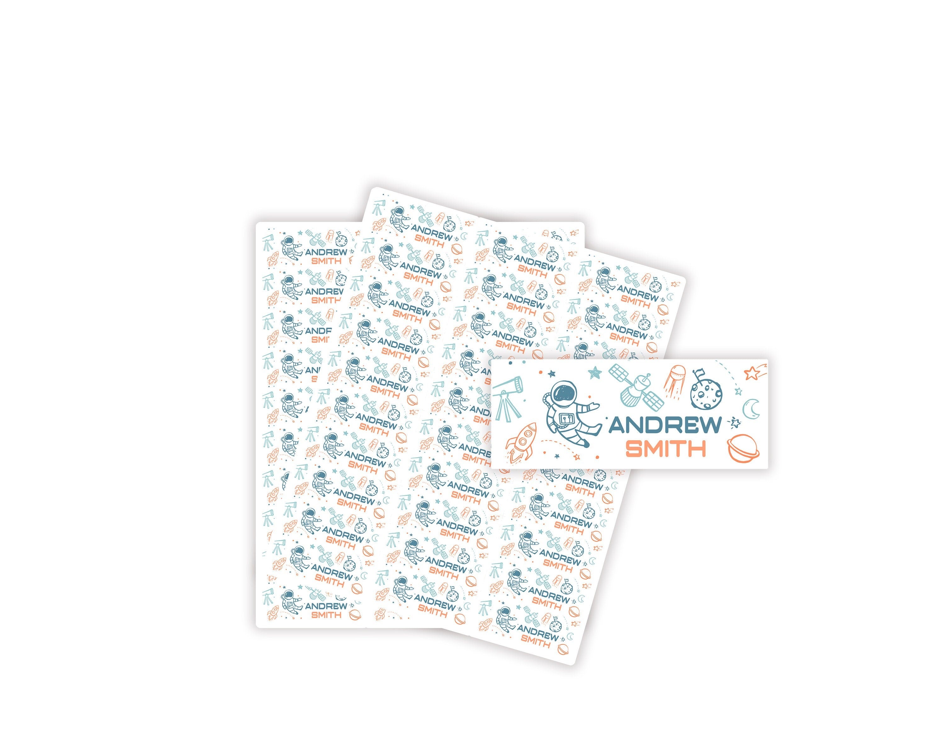 Astronaut Name Labels, Space Kid Stickers, Children's Waterproof Stickers, Back to School
