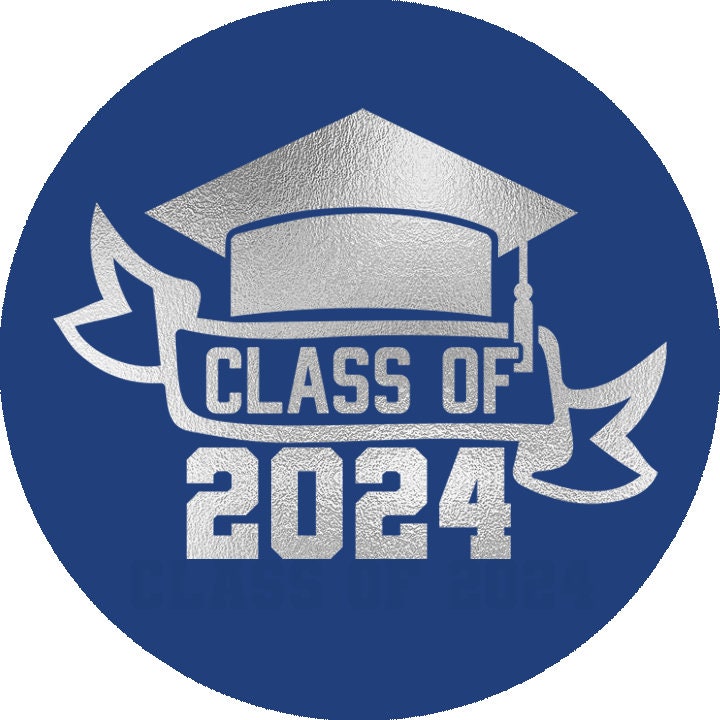 Personalized Graduation Stickers, Silver & Blue Foil Labels, Chocolate Candy Grad Favors