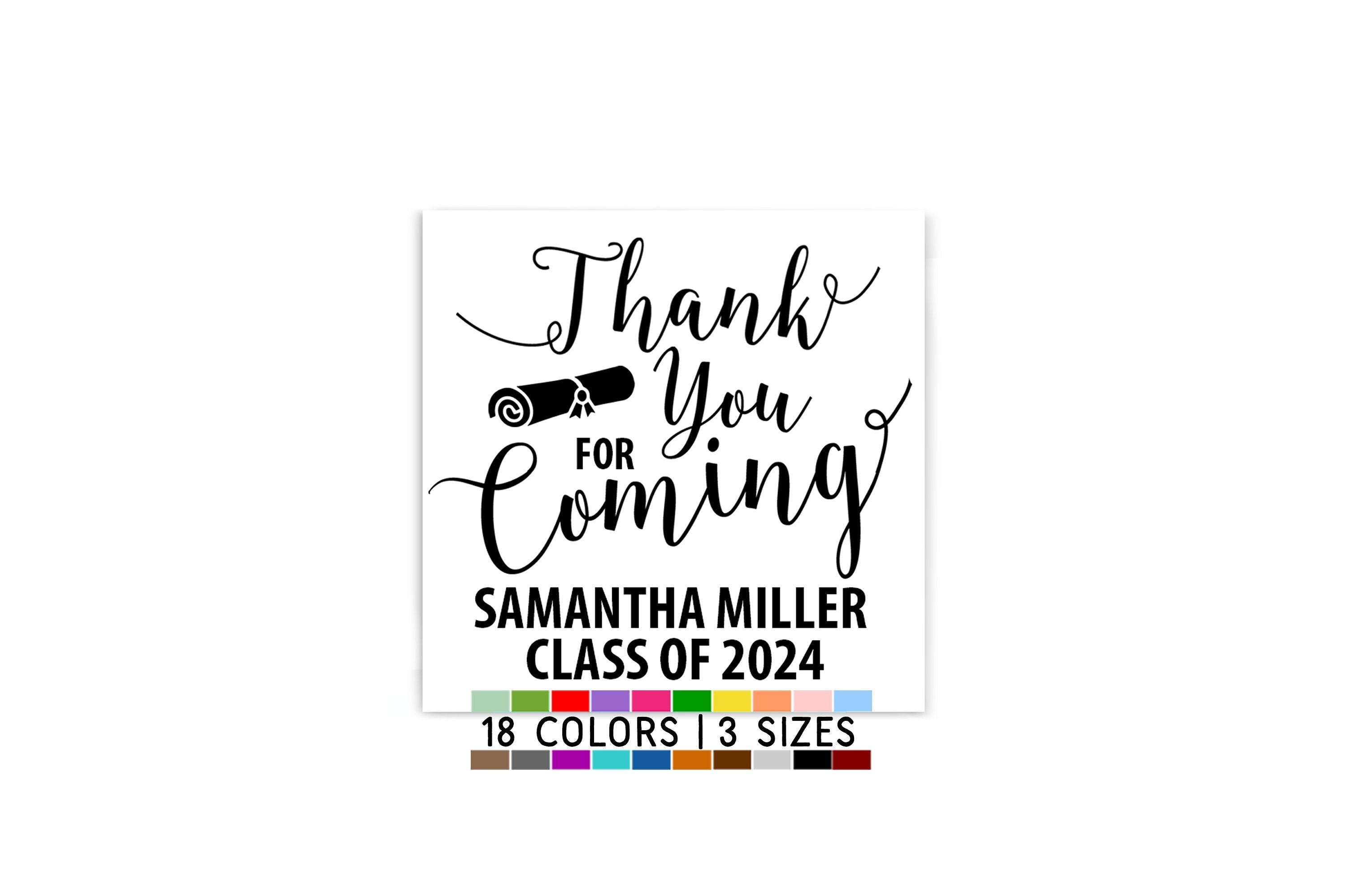 Thank You For Coming Graduation Square Stickers, Personalized Graduation Favor Square Labels, Class of 2025 Senior Labels, Diploma Gift Idea