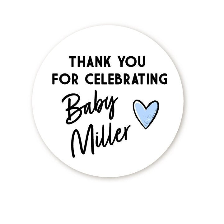 Thank You Stickers Boy Baby Shower Favors, Thank You For Celebrating My Baby Shower Stickers, Round Stickers for Favors Candles Decorations