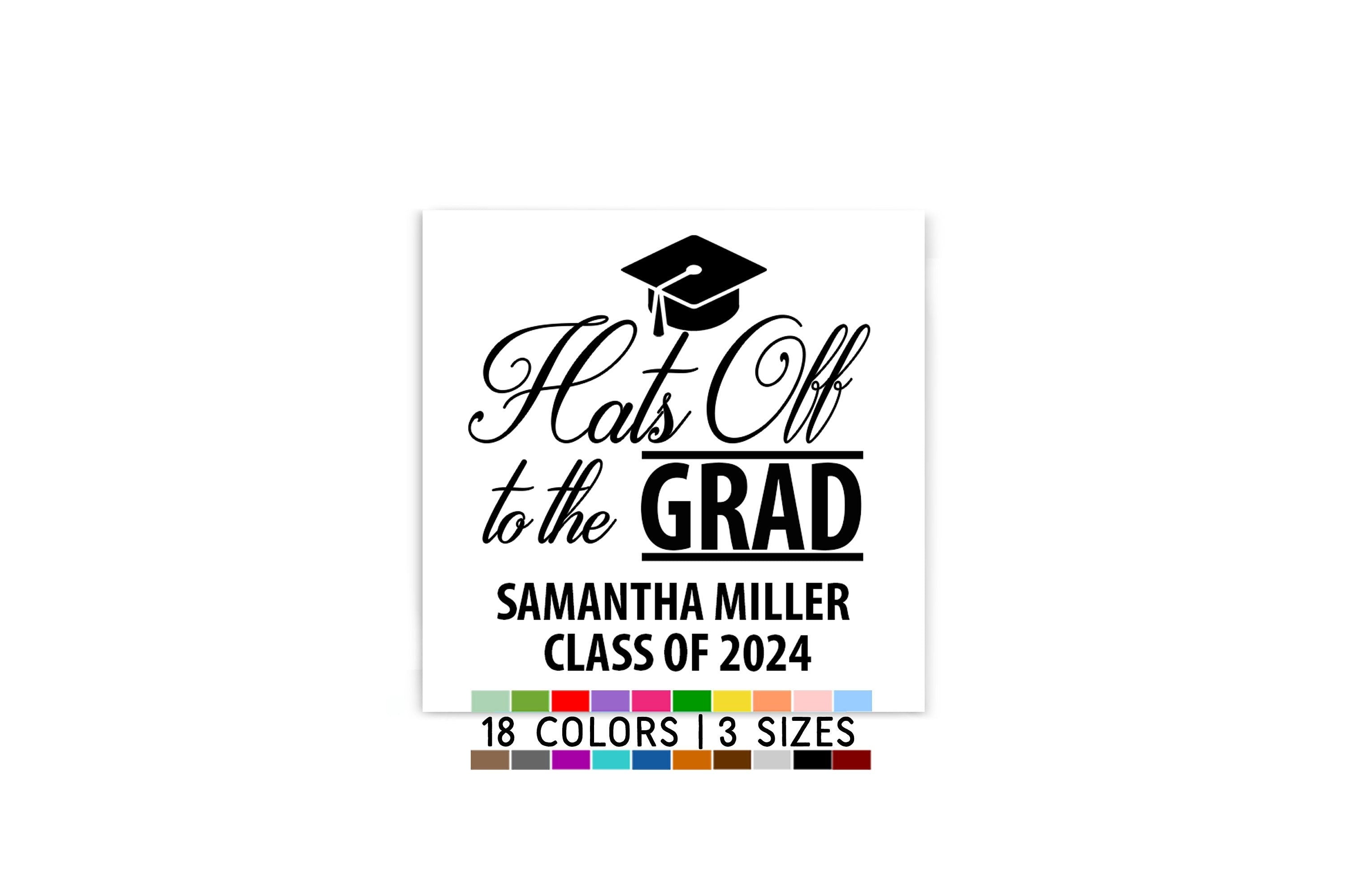 Hats Off to the Grad Square Stickers, Personalized Graduation Favor Square Labels, Class of 2025 Senior Labels, Grad Popcorn or Bag Stickers