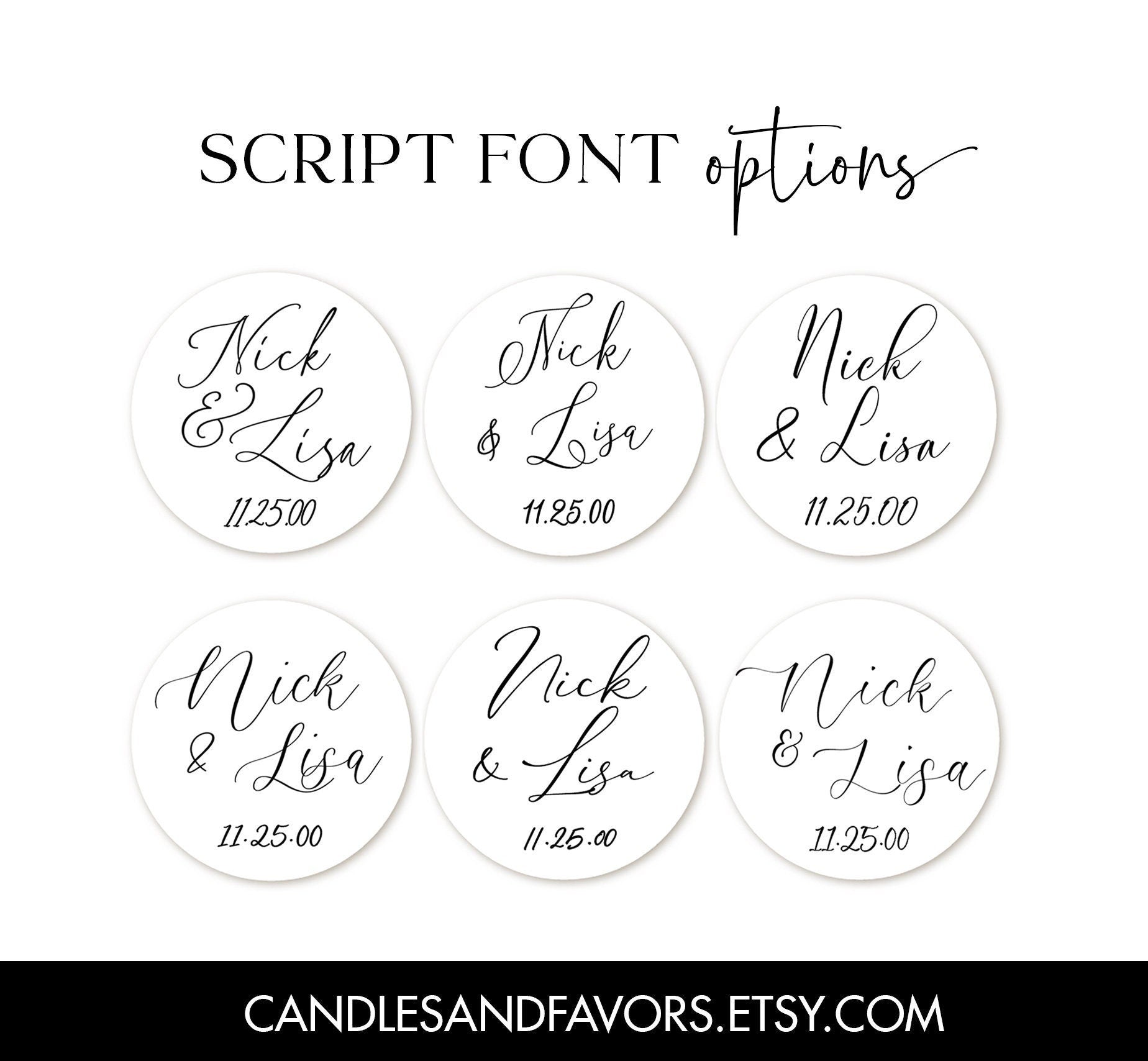 Wedding Couple Name Date Sticker, Personalized Script Wedding Stickers, Printed Wedding Stickers with Custom Fonts and Colors