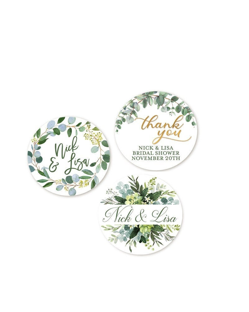Greenery Bridal Shower Stickers, Wedding Favor Shower Favor Eucalyptus, Engagement Thank You Labels, Bridal Shower Labels