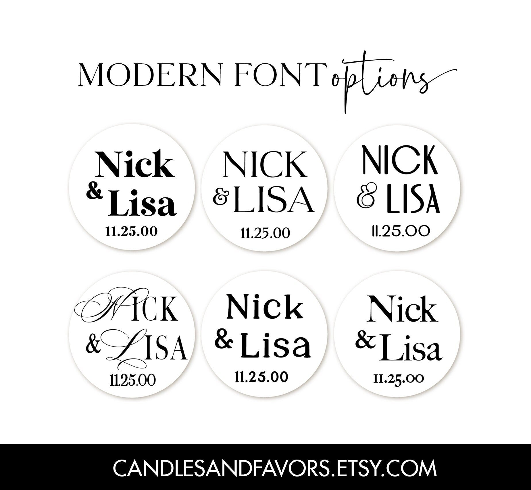 Wedding Couple Name Date Sticker, Personalized Modern Script Wedding Stickers, Printed Wedding Stickers with Custom Fonts and Colors