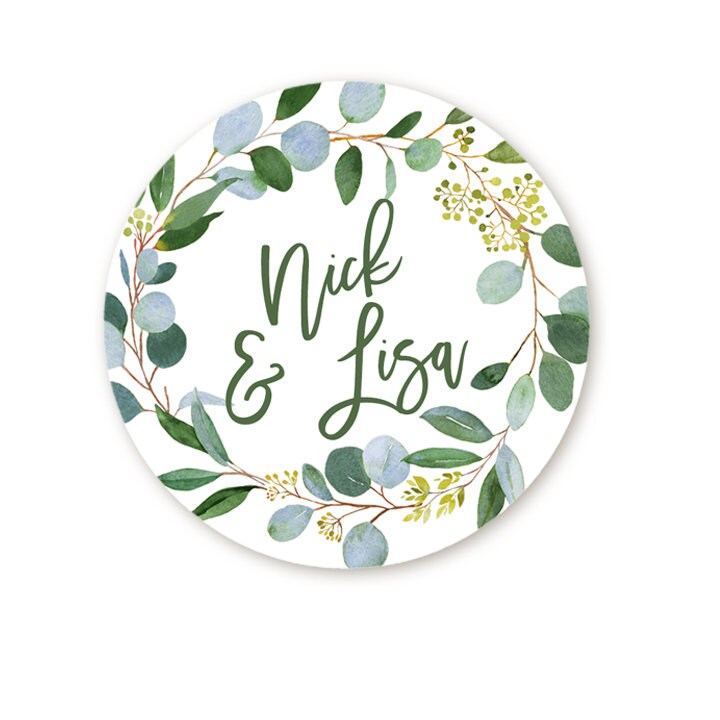 Greenery Bridal Shower Stickers, Wedding Favor Shower Favor Eucalyptus, Engagement Thank You Labels, Bridal Shower Labels