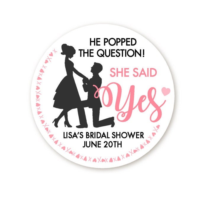 He Popped The Question Bridal Shower Stickers, Thank You Stickers, Wedding Favor Sticker Labels, Personalized Party Favors
