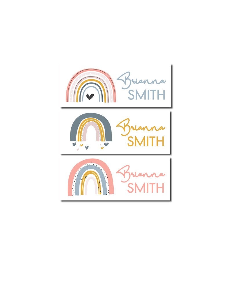 Rainbow Boho Name Labels, Name Tag Stickers, Waterproof Labels for Kids Daycare, Vinyl Name Stickers for Kids School Labels