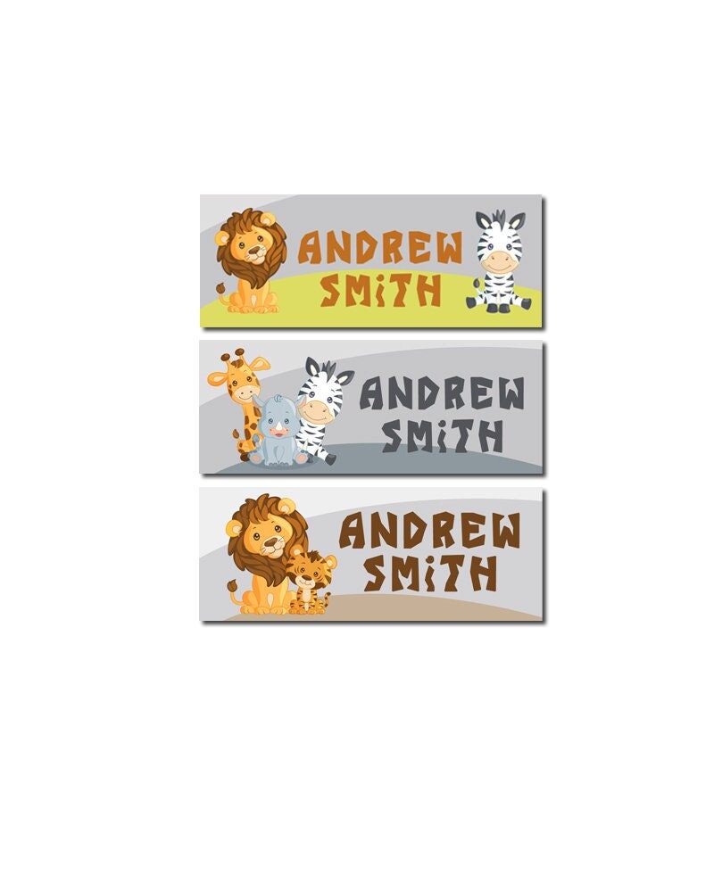 Jungle Safari Animals Name Labels, Name Tag Stickers, Waterproof Labels for Kids Daycare, Vinyl Name Stickers for Kids School Labels
