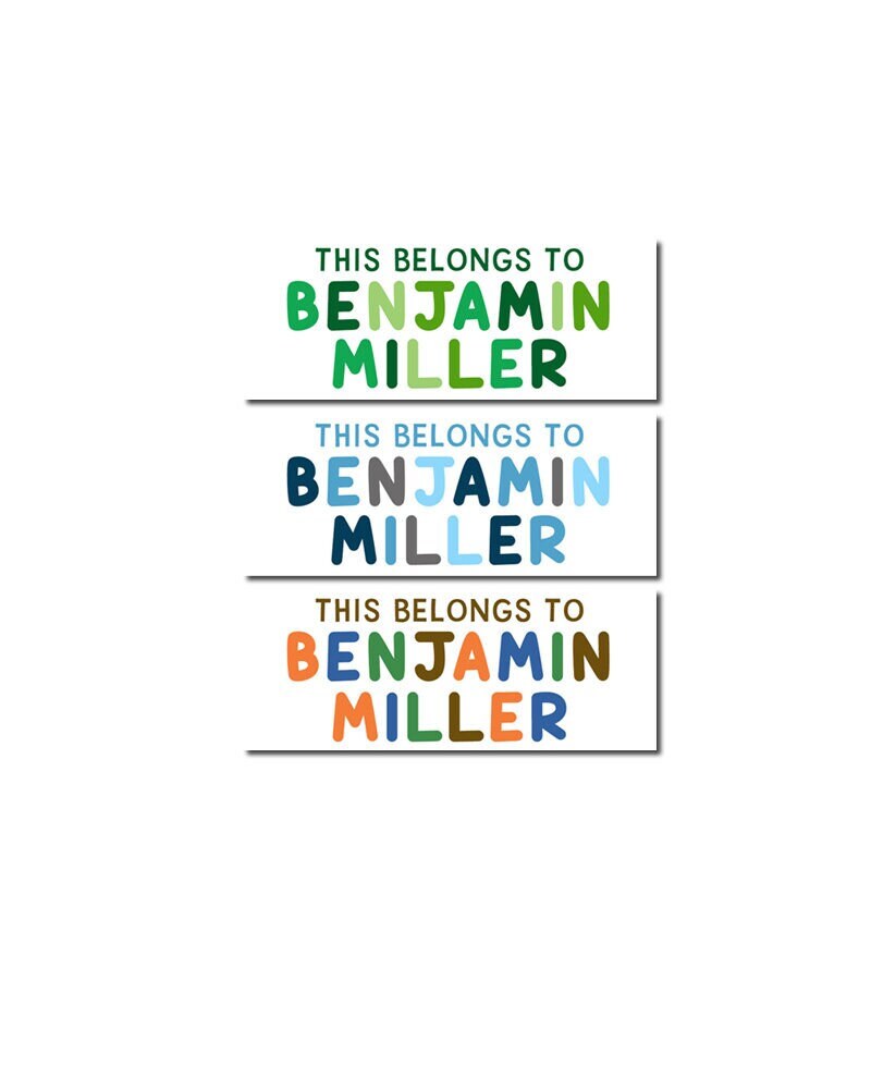 Personalized Boy Kids Name Stickers, Back to School Vinyl Label, Child First Last Name