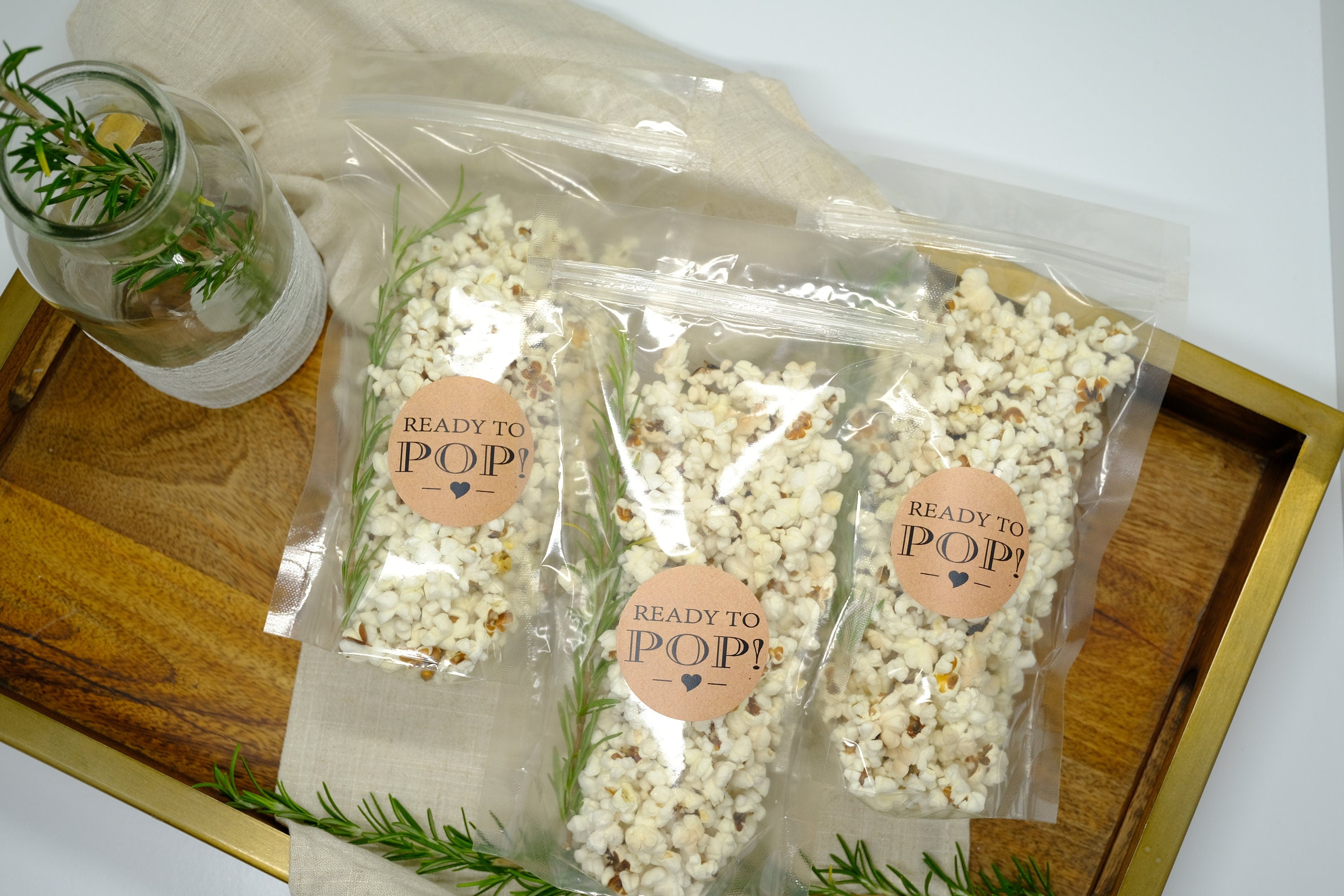 Ready To Pop Baby Shower Popcorn Favor Pouches and Kraft Labels Personalized Ready To Pop Trendy Popcorn Bags Boy Girl Baby Shower Favor