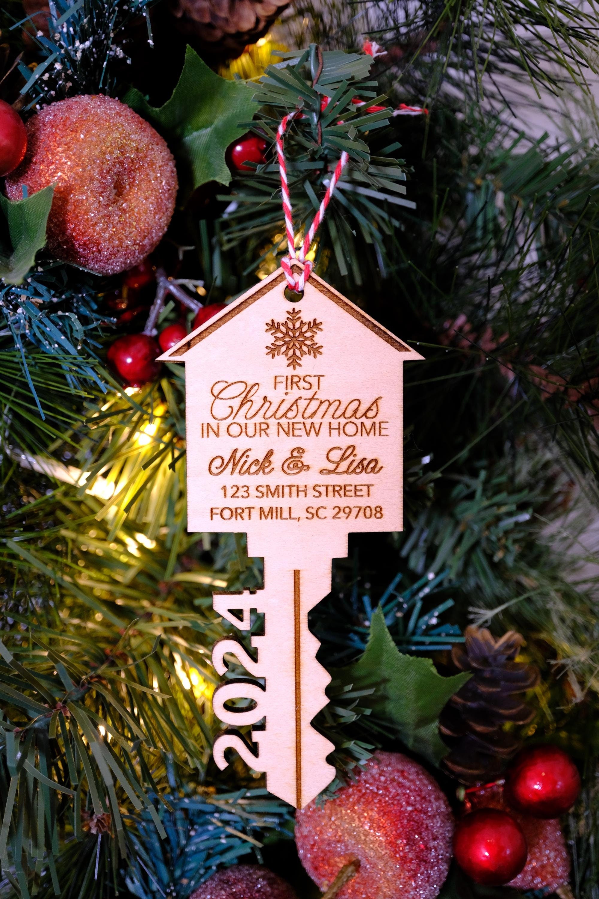 Our First Home Ornament | Christmas Key Ornament | Our First Christmas in Our New Home Ornament | House Ornament | Wooden House Ornament