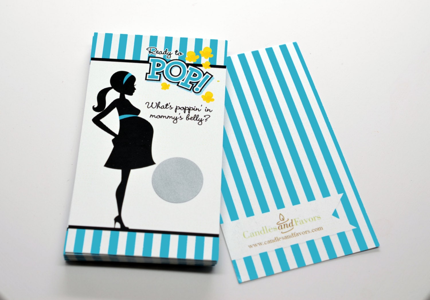 Ready To Pop Teal Baby Shower Scratch Off Game - 20 Cards