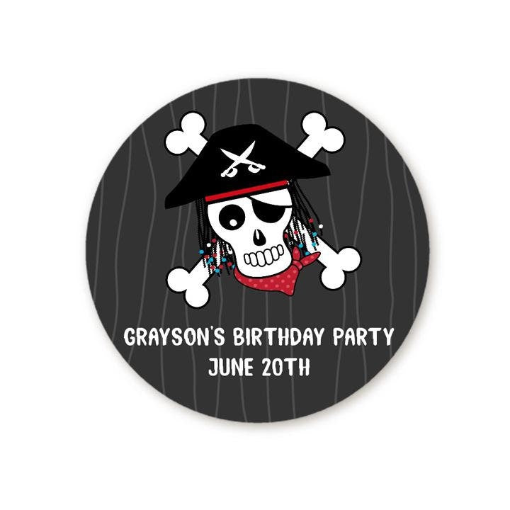 Personalized Pirate Skull Birthday Party Favor Stickers