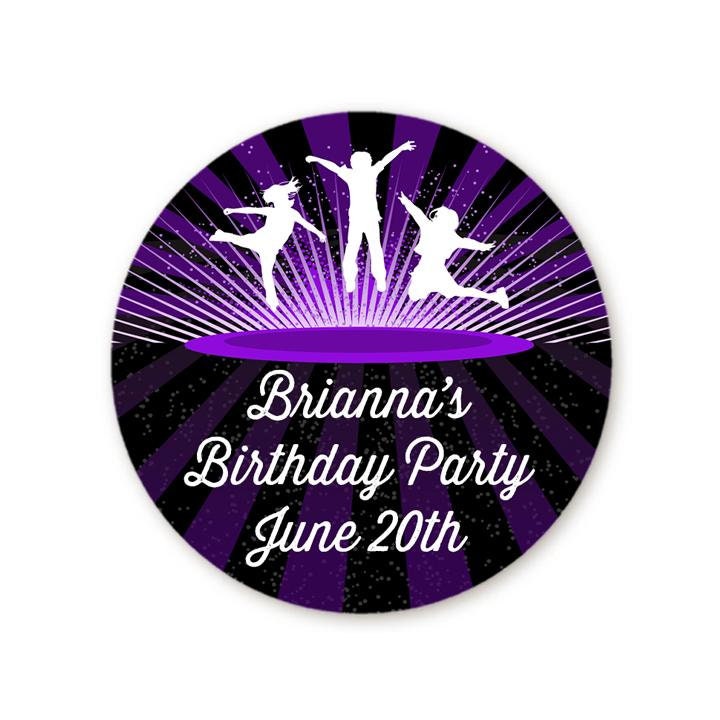 Trampoline Birthday Party Favor Stickers, Happy Birthday Labels, Custom Birthday Party Favor Labels, Round Stickers
