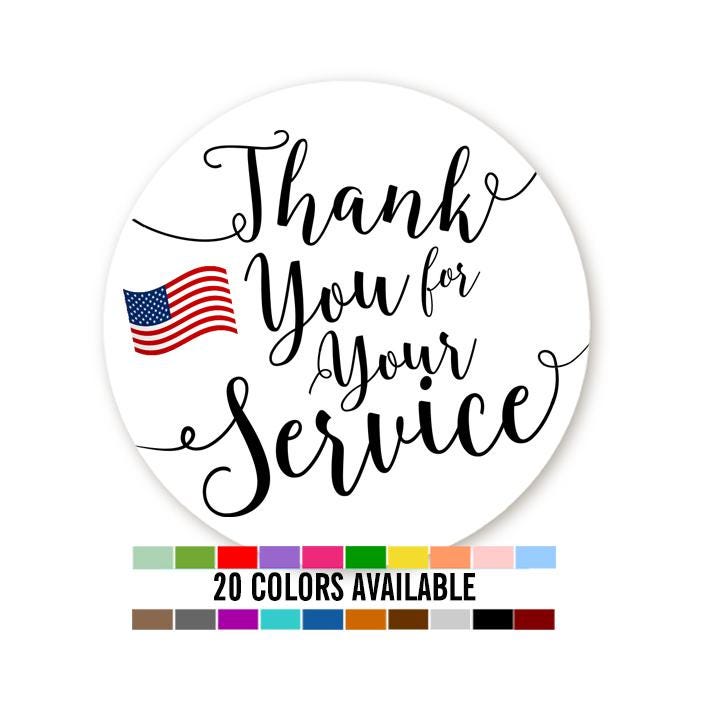Personalized Thank You For Your Service Sticker Labels - Military