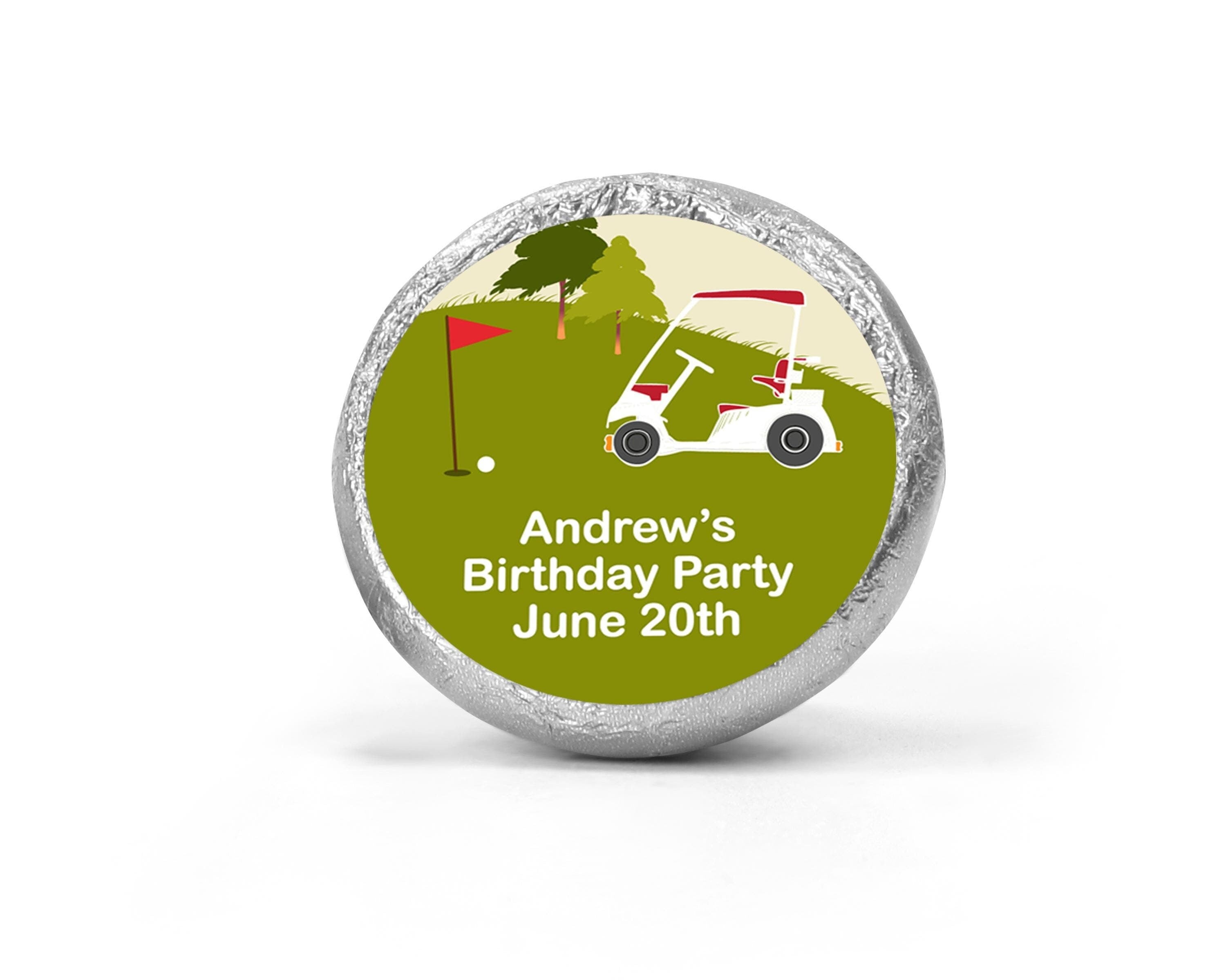 Golf Cart Chocolate Kiss Stickers for Birthday Party, Custom Golf Cart Kiss Labels, Personalized Stickers Chocolate Kiss Favors