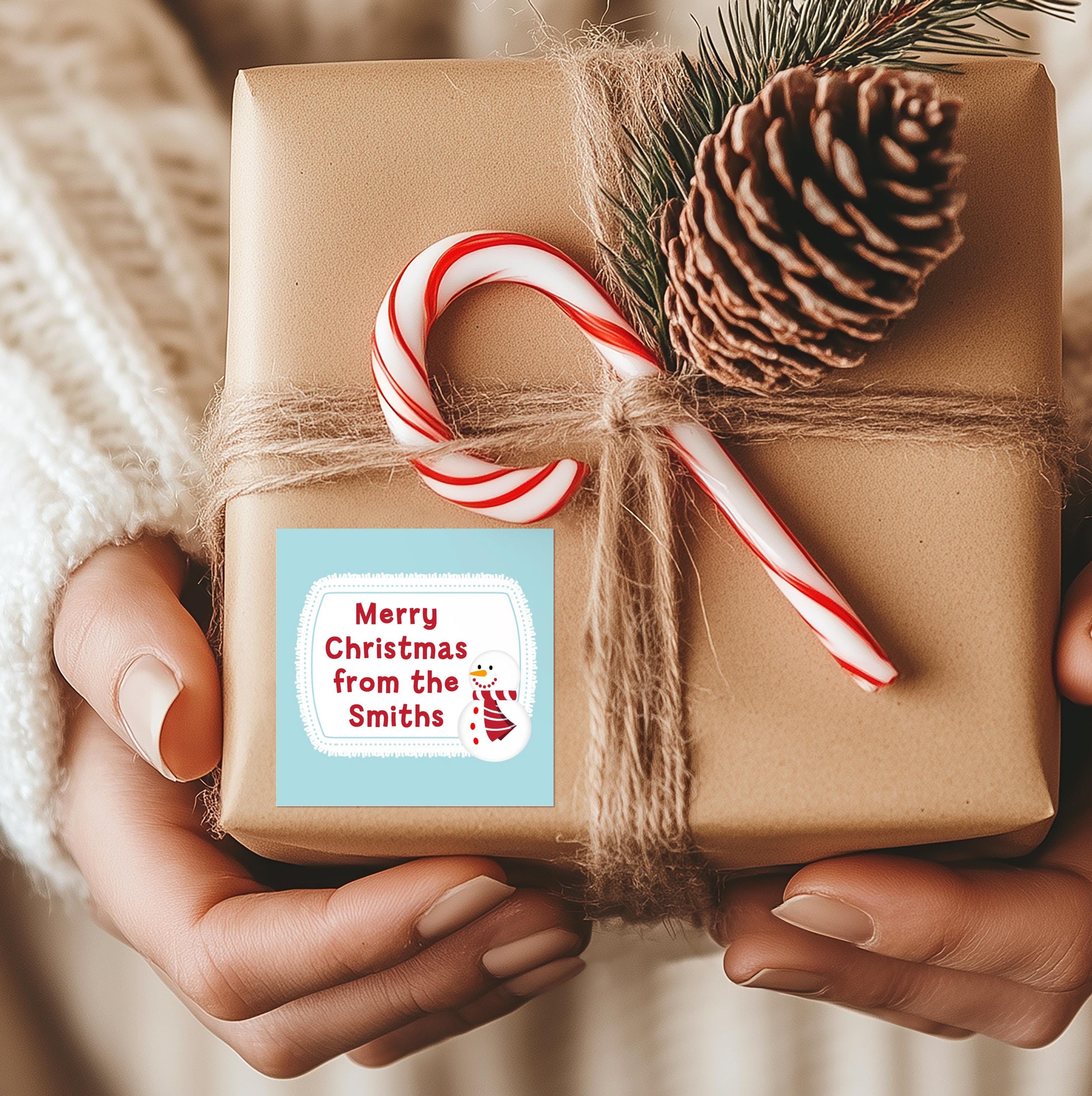Snowman Christmas Gift Stickers, Personalized Holiday Labels
