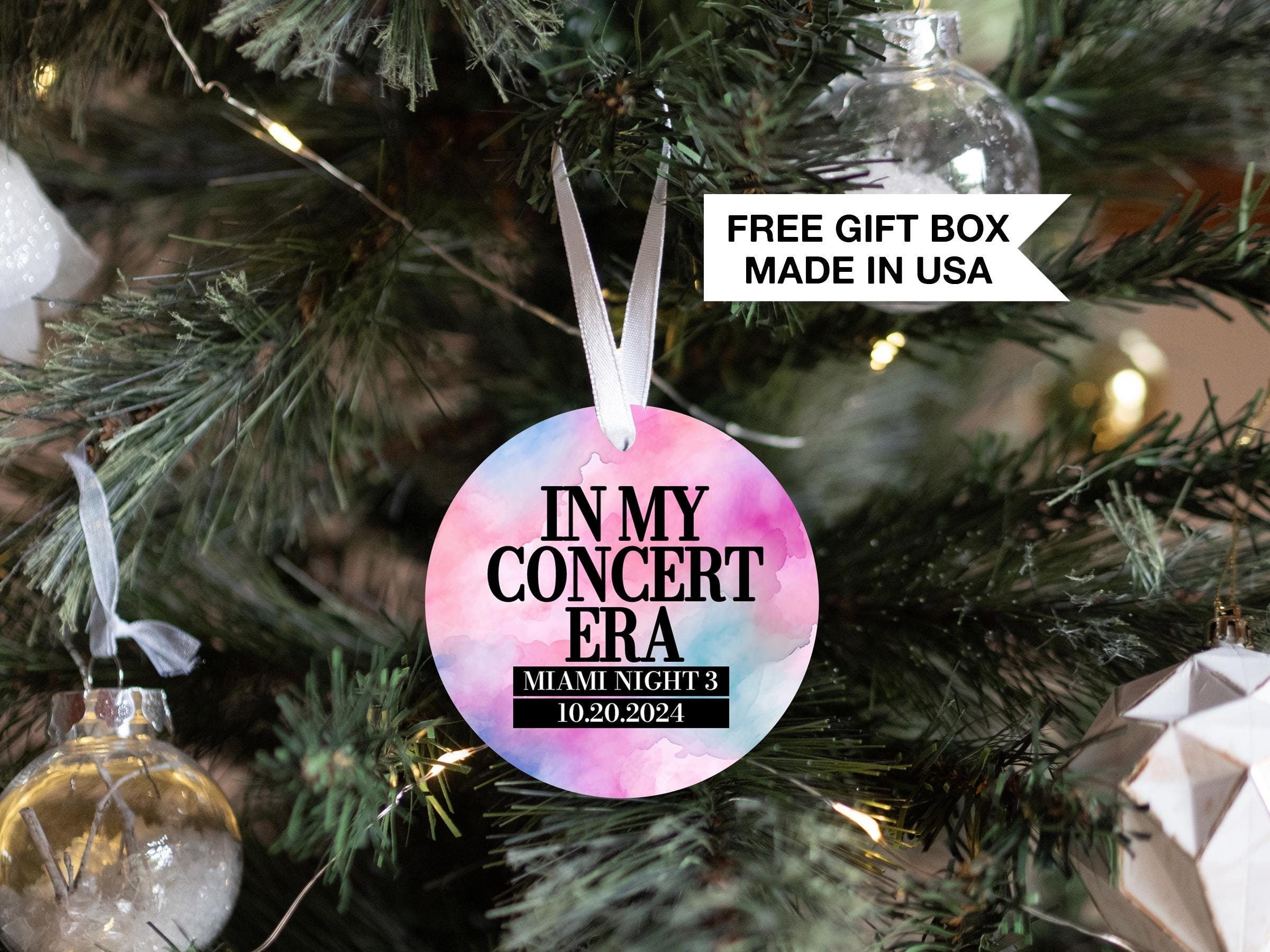 In My Concert Era Ornament 2025, Personalized Tour Ornament, Best Concert Era Tour Round Gift Box, Name White Ceramic Gift Box