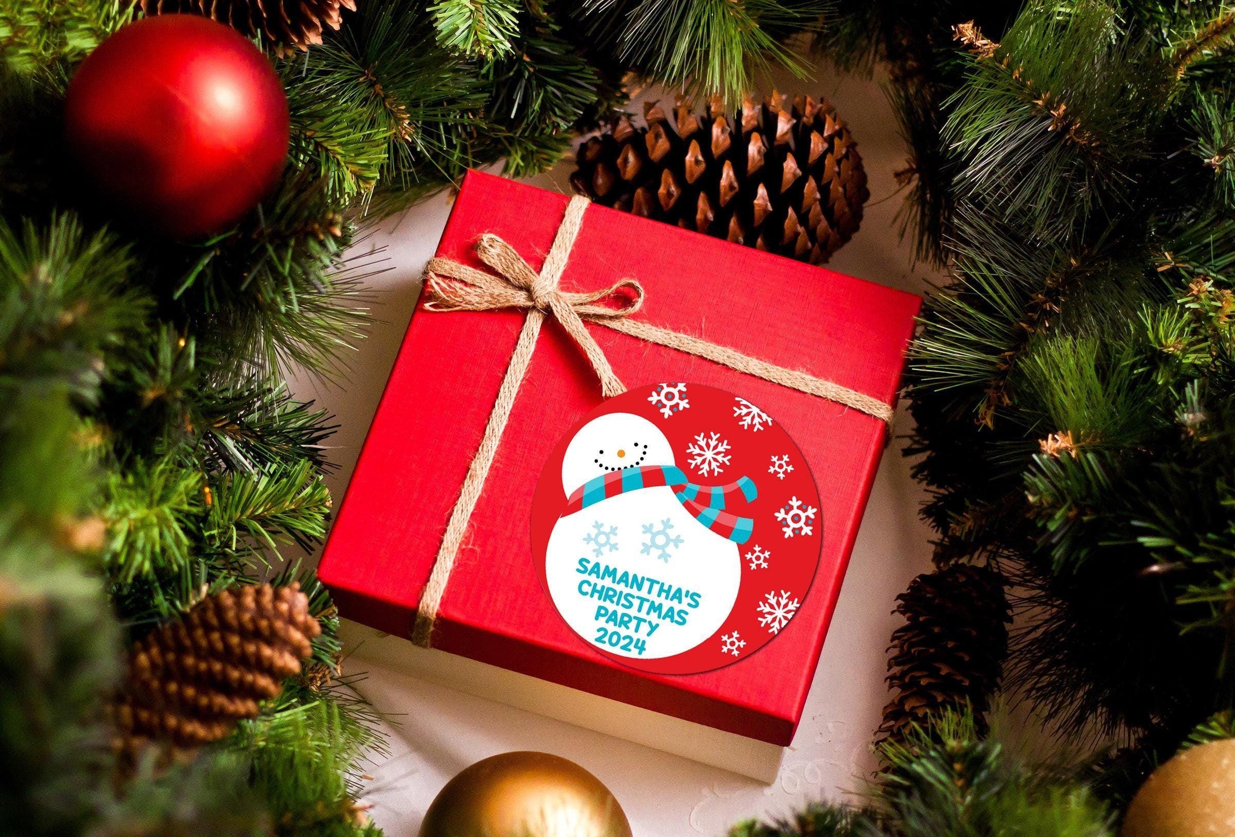Snowman Christmas Stickers, Personalized Holiday Favor Labels
