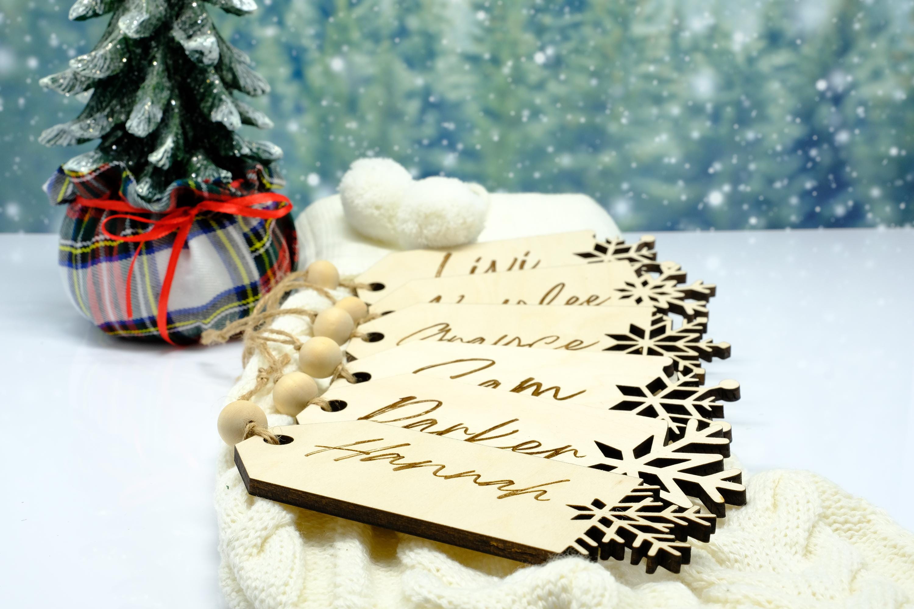 Engraved Christmas Stocking Tags | Christmas Stocking Labels | Personalized Wooden Tags | Gift Labels | Christmas Gift Tags | Gift Tags