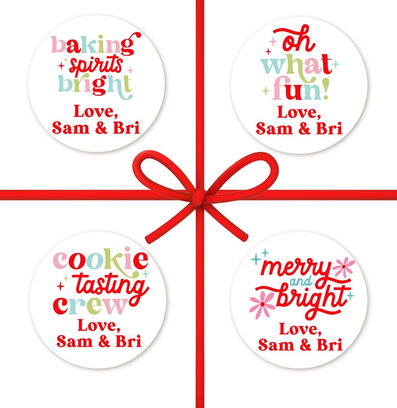 Baking Spirits Bright Stickers, Personalized Merry and Bright Labels, Custom Made with Love Stickers, From the Kitchen Oh What Fun