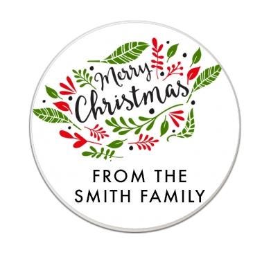 Merry Christmas Stickers, Personalized Merry Christmas Labels, Happy Holiday Gift Label, Christmas Favor Stickers, Happy Holiday Labels