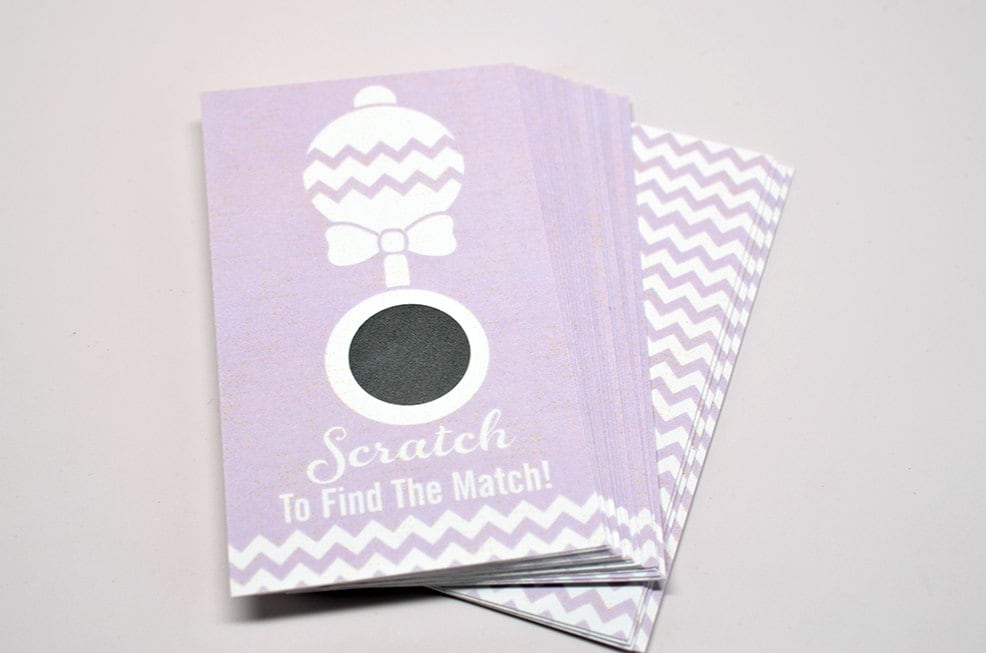 20 Lilac Scratch Off Cards - Baby Shower Game - Baby Shower Party Games
