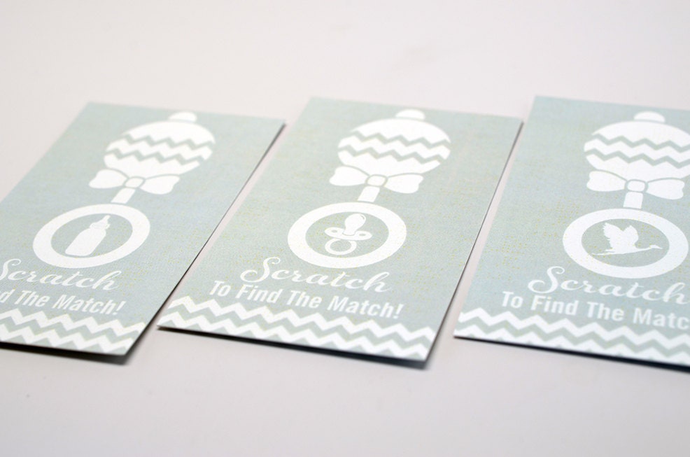 20 Gray Scratch Off Cards - Baby Shower Game - Baby Shower Party Games