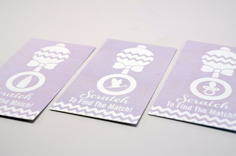 20 Lilac Scratch Off Cards - Baby Shower Game - Baby Shower Party Games