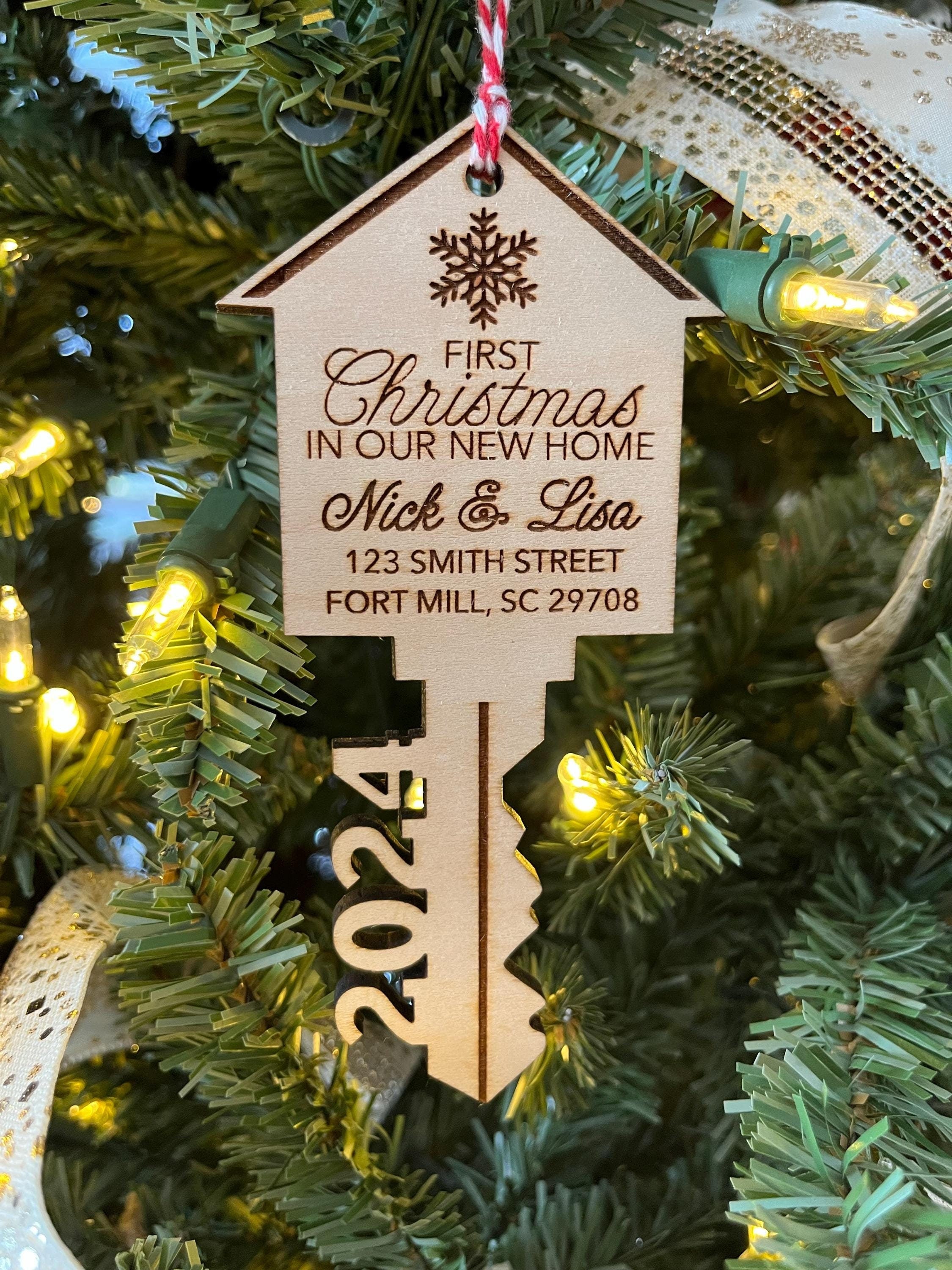 Our First Home Ornament | Christmas Key Ornament | Our First Christmas in Our New Home Ornament | House Ornament | Wooden House Ornament