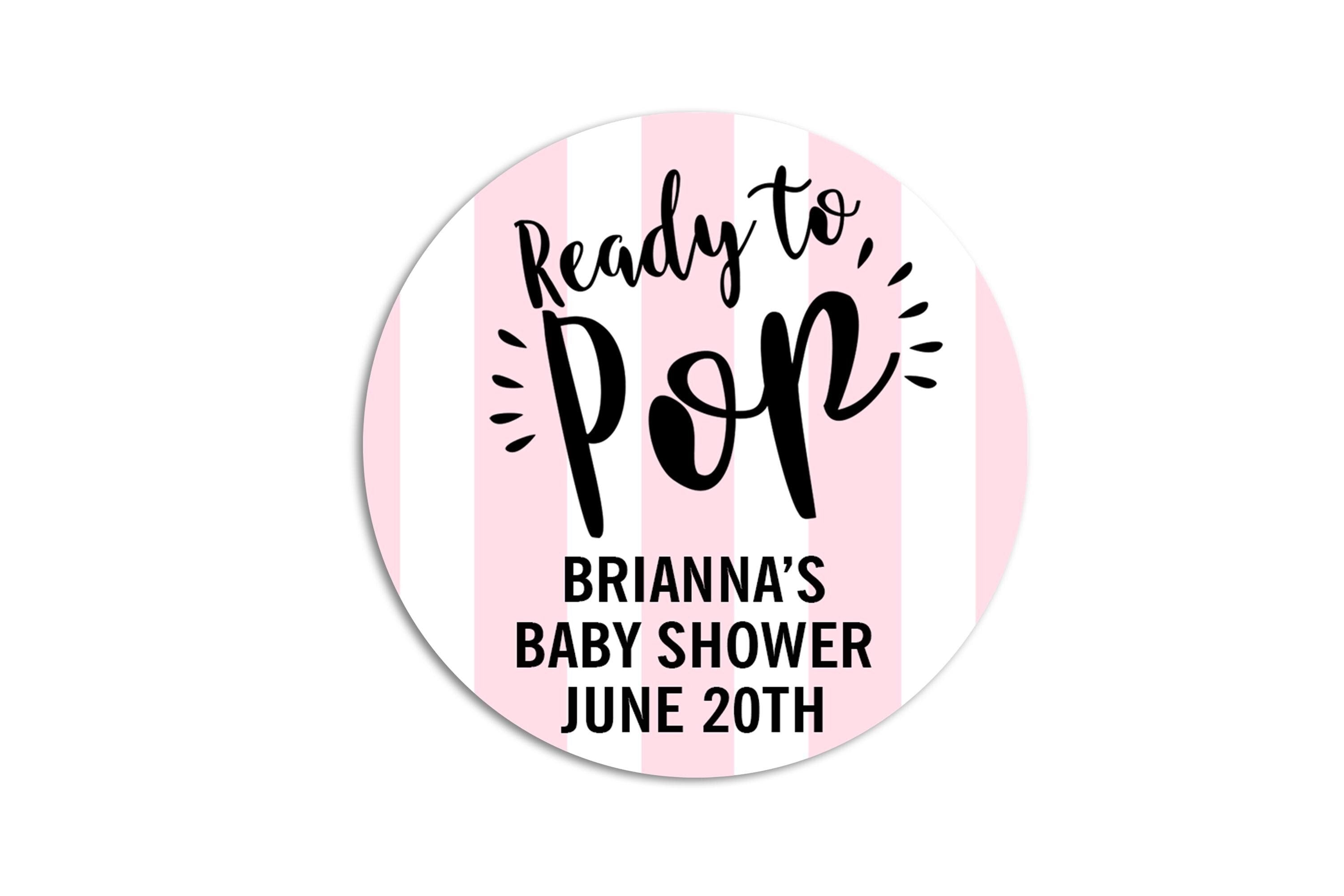 Ready To Pop Pink Popcorn Stickers for Baby Shower, Thank You Stickers Baby Girl Shower Favors, About To Pop Party, Round Stickers for Favor
