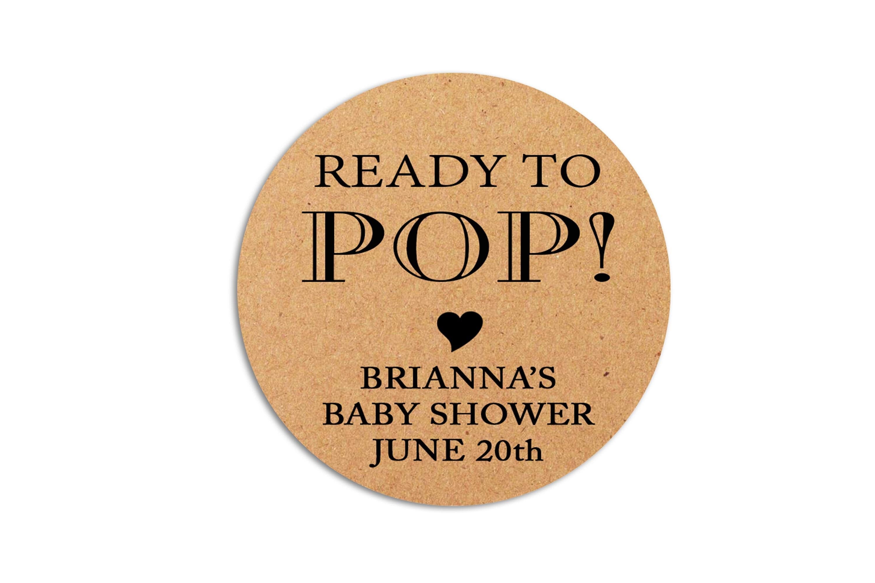 Ready To Pop Kraft Popcorn Stickers for Baby Shower, Thank You Stickers Baby Boy Shower Favors, About To Pop Party, Round Stickers for Favor