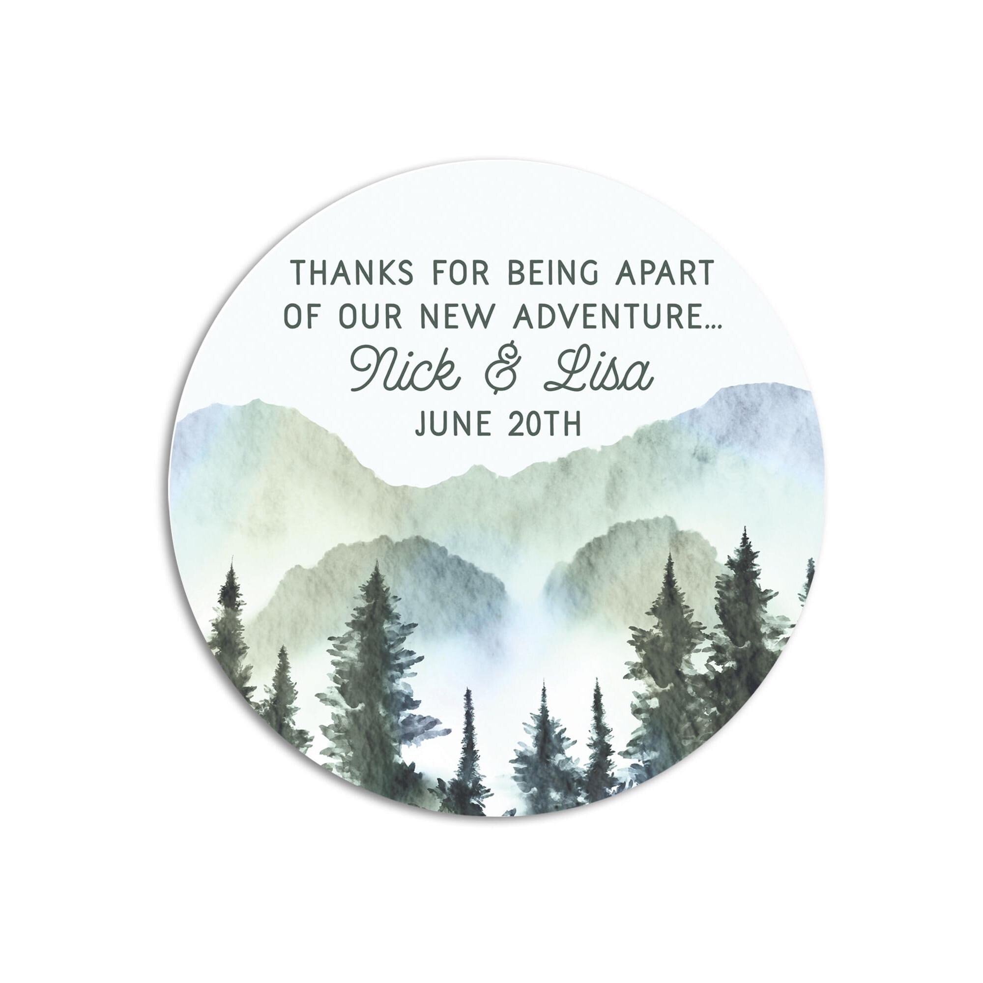 Let the Adventure Begin Baby Shower Stickers, Woodland Forest Baby Shower Stickers, Watercolor Round Stickers for Favors, Thank You Labels