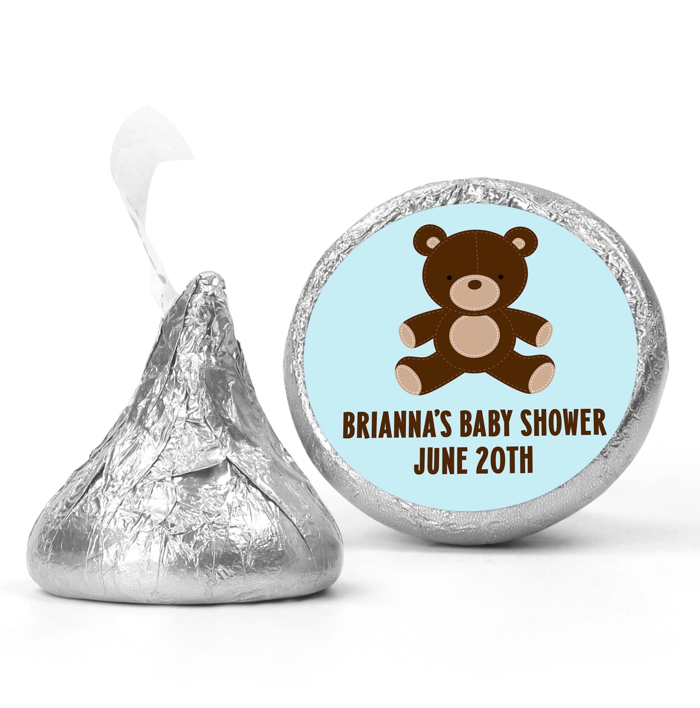 Teddy Bear Boy Baby Shower Favors, Chocolate Candy Stickers, Baby Shower Favors Boy, Blue and Brown Baby Showers, Teddy Bear Favors