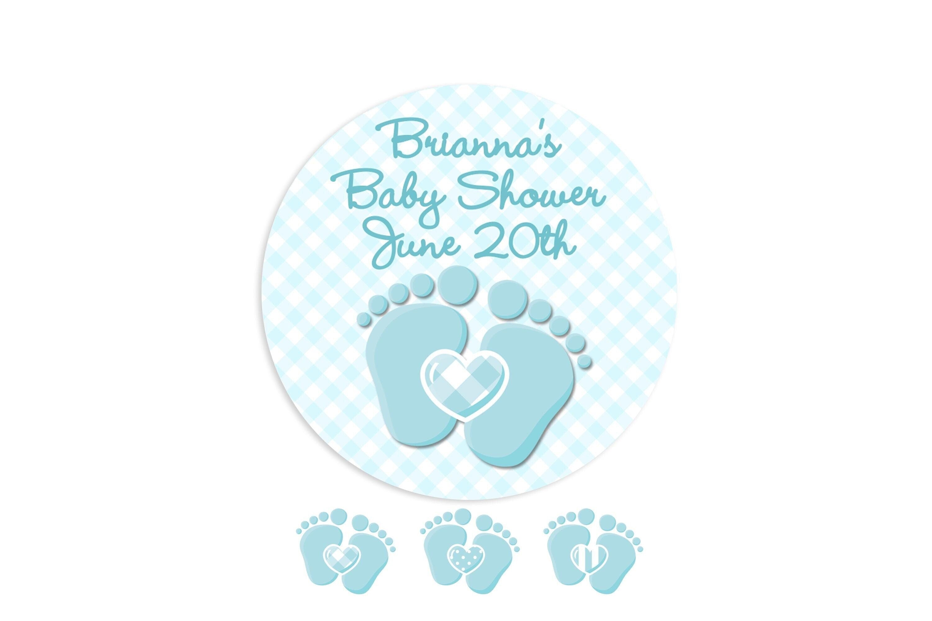 Baby Feet Blue Baby Shower Stickers, Boy Favor Stickers, Thank You Sticker Baby Shower Favors, Pitter Patter Party, Round Label for Favor