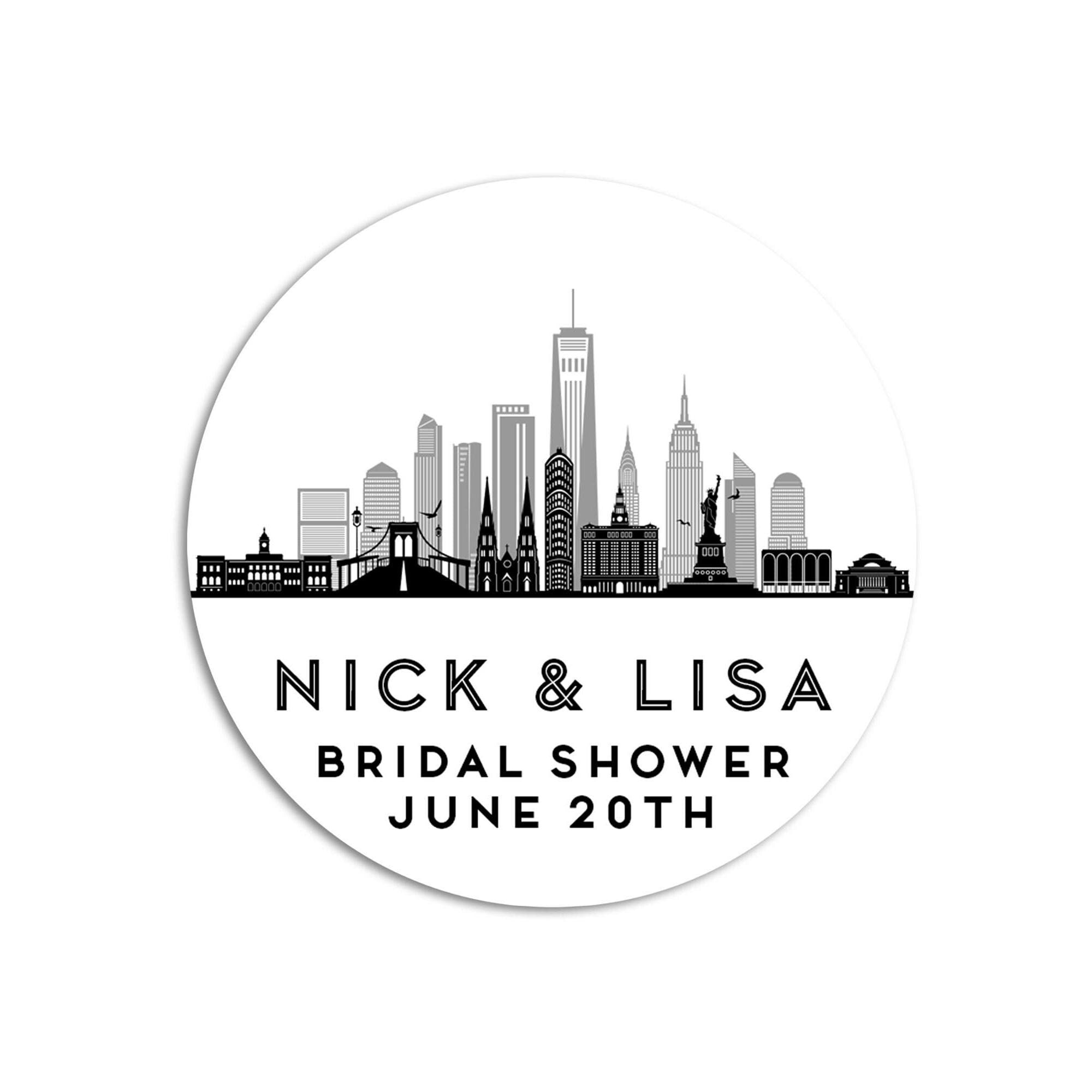 New York City Skyline Bridal Shower Stickers, Welcome Bag Thank You Stickers, Wedding Favor Sticker Labels, Personalized Bachelorette Favors