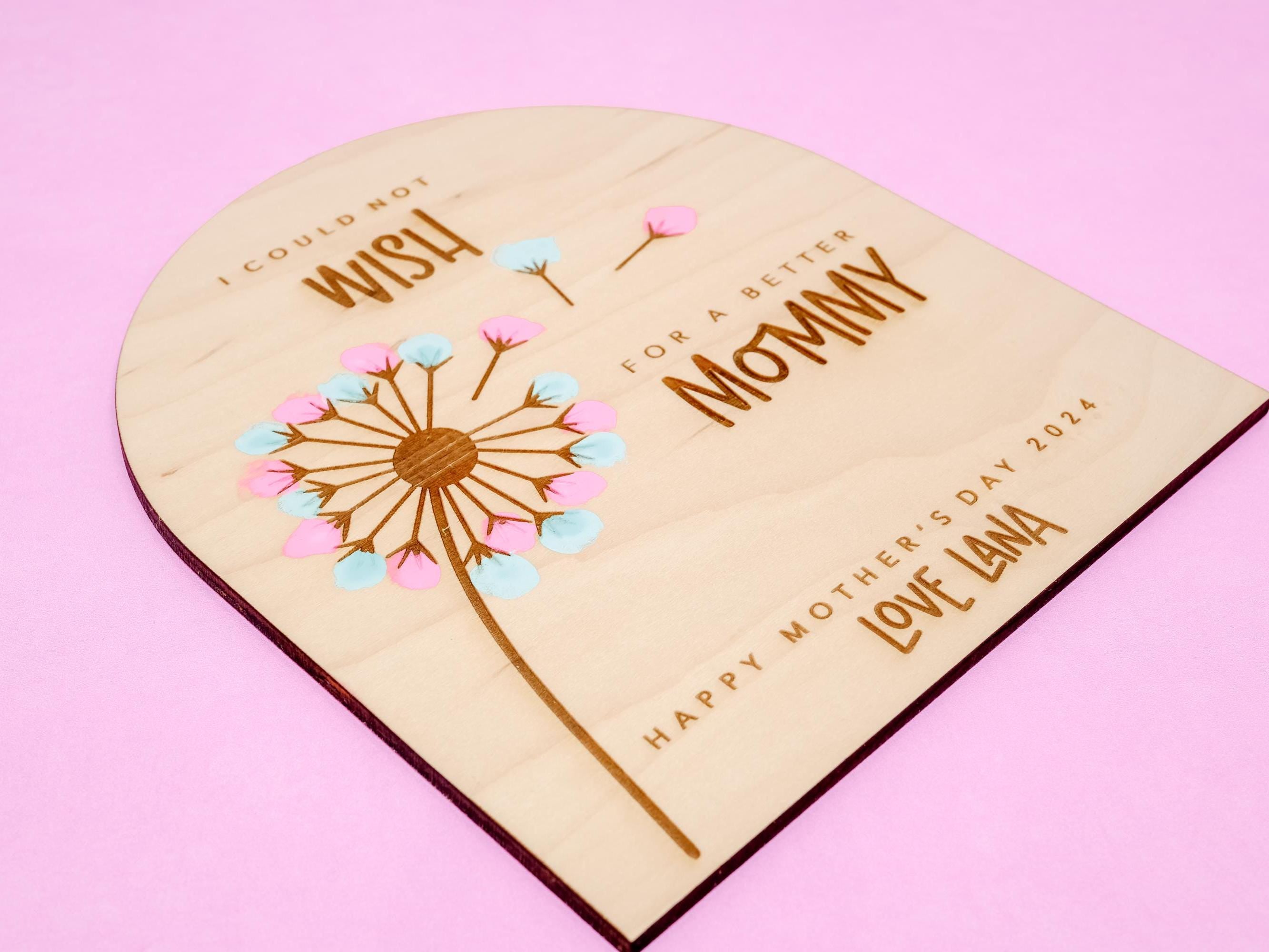 Mothers Day DIY Sign, Mother's Day DIY Plaque, Fingerprint Sign for Mom, Gift for Grandma from Kid, I could not wish for a better mommy sign